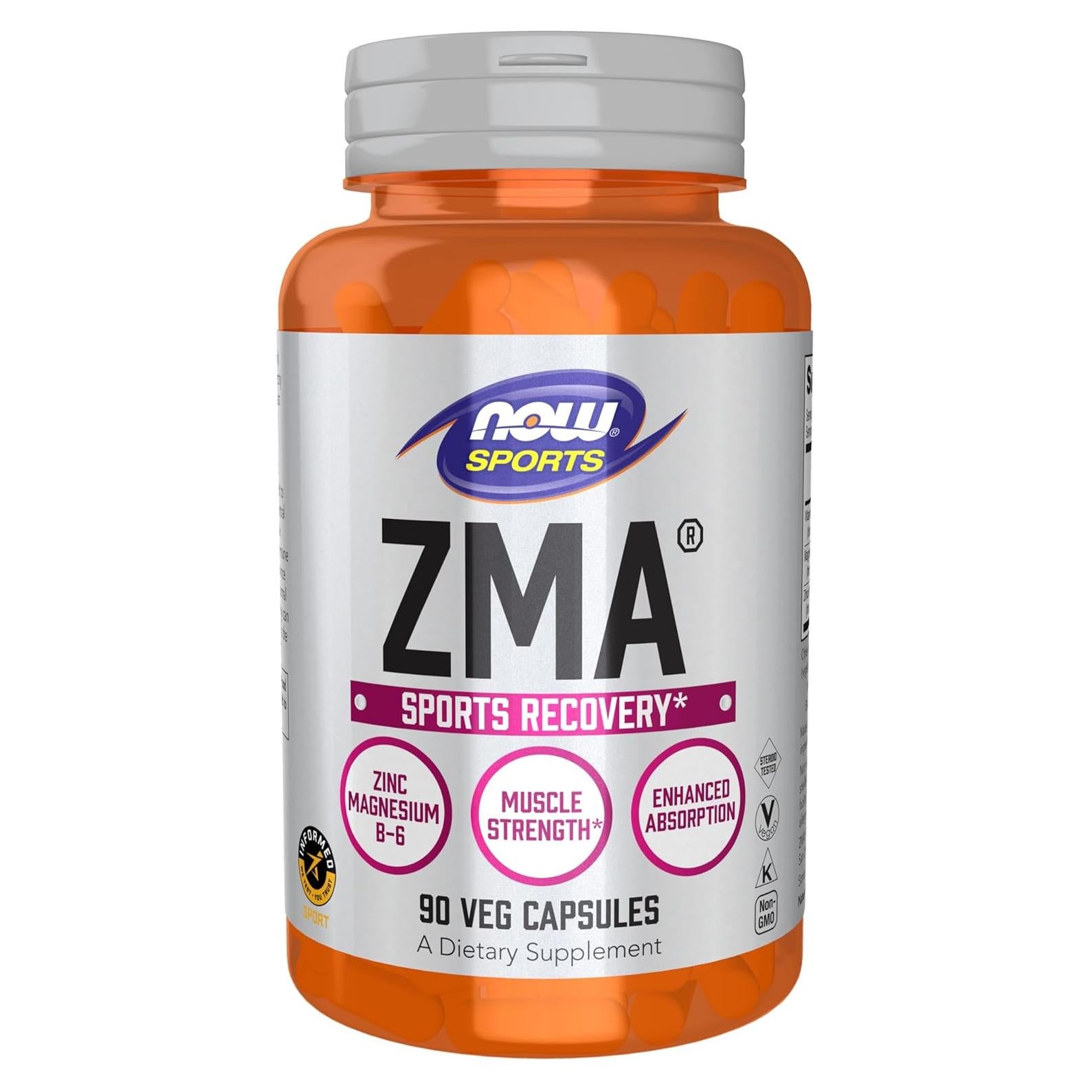 Suplemento ZMA NOW Sports 90 Cápsulas - Zinc, Magnesio, B-6