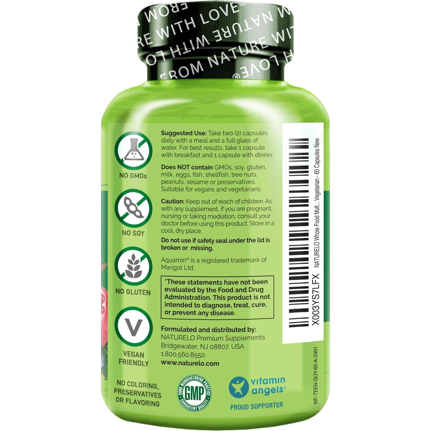 Multivitamina para Adolescentes NATURELO 60 Cápsulas Veganas
