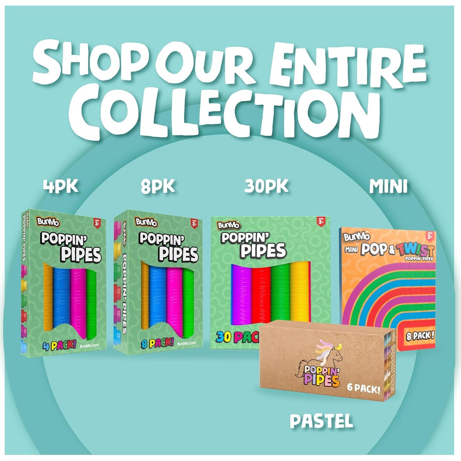 BUNMO Tubos Pop Grandes - Juguetes Sensoriales 4 Piezas 3+