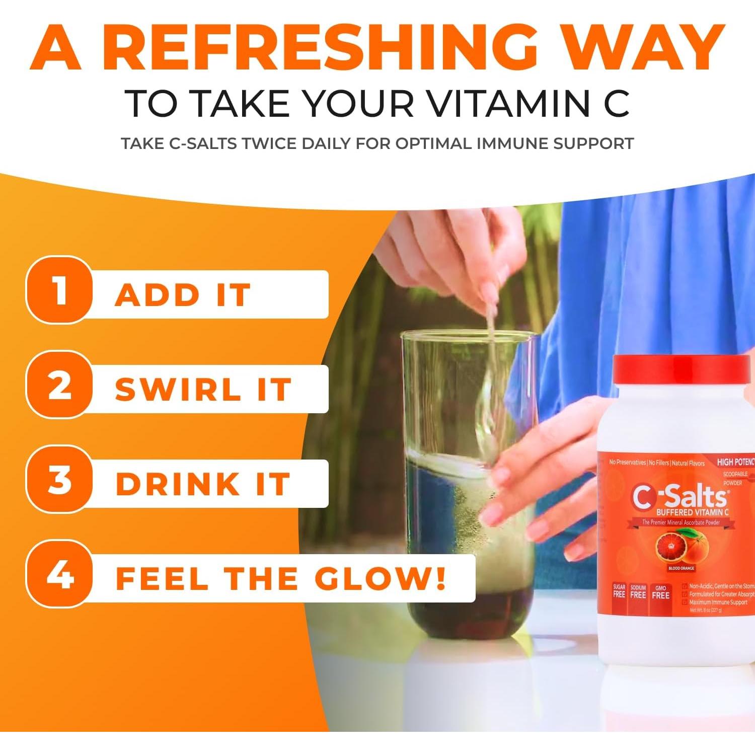 C-Salts Suplemento en Polvo de Vitamina C 226.8g - Naranja Sangre