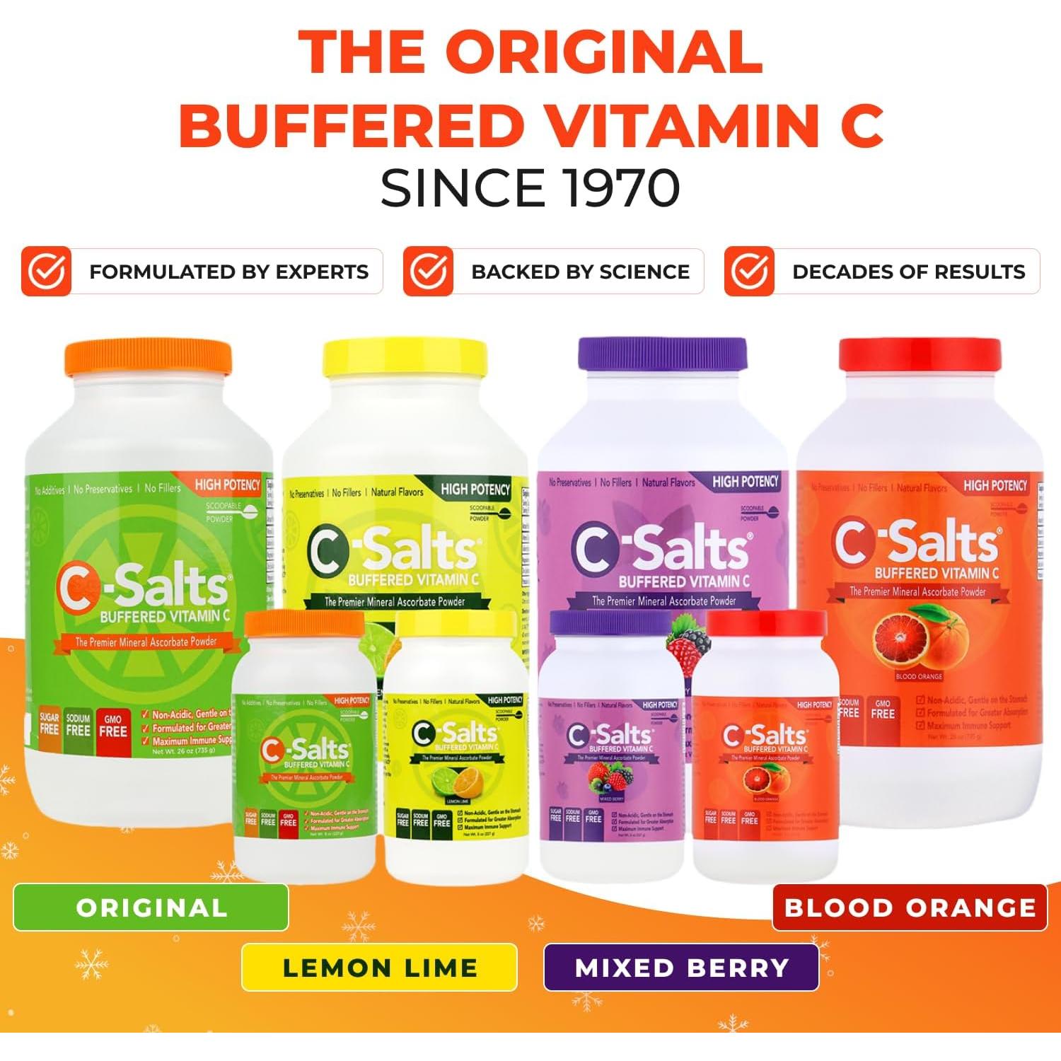 C-Salts Suplemento en Polvo de Vitamina C 226.8g - Naranja Sangre