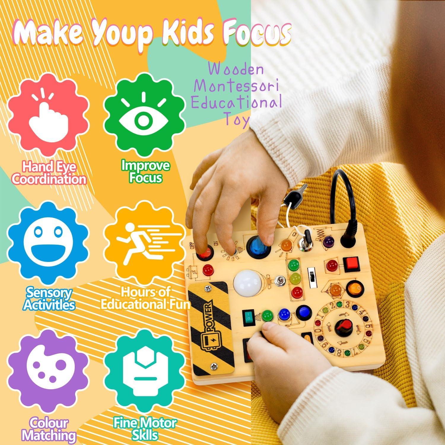 Tablero Ocupado HarVow con LED para Niños 1-3 Años