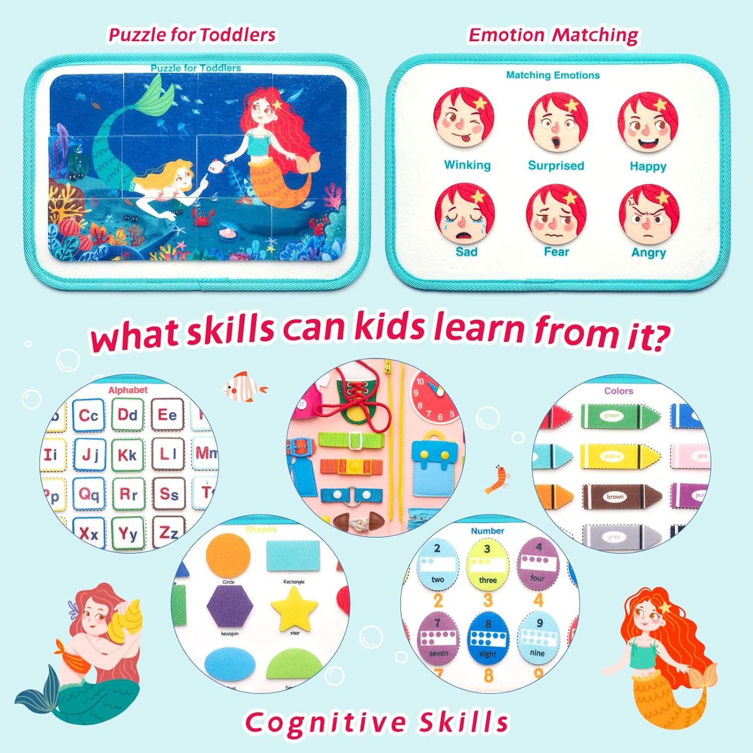 Tablero Ocupado Montessori Sirena 28.4x19 cm para Niños 1-4 Años