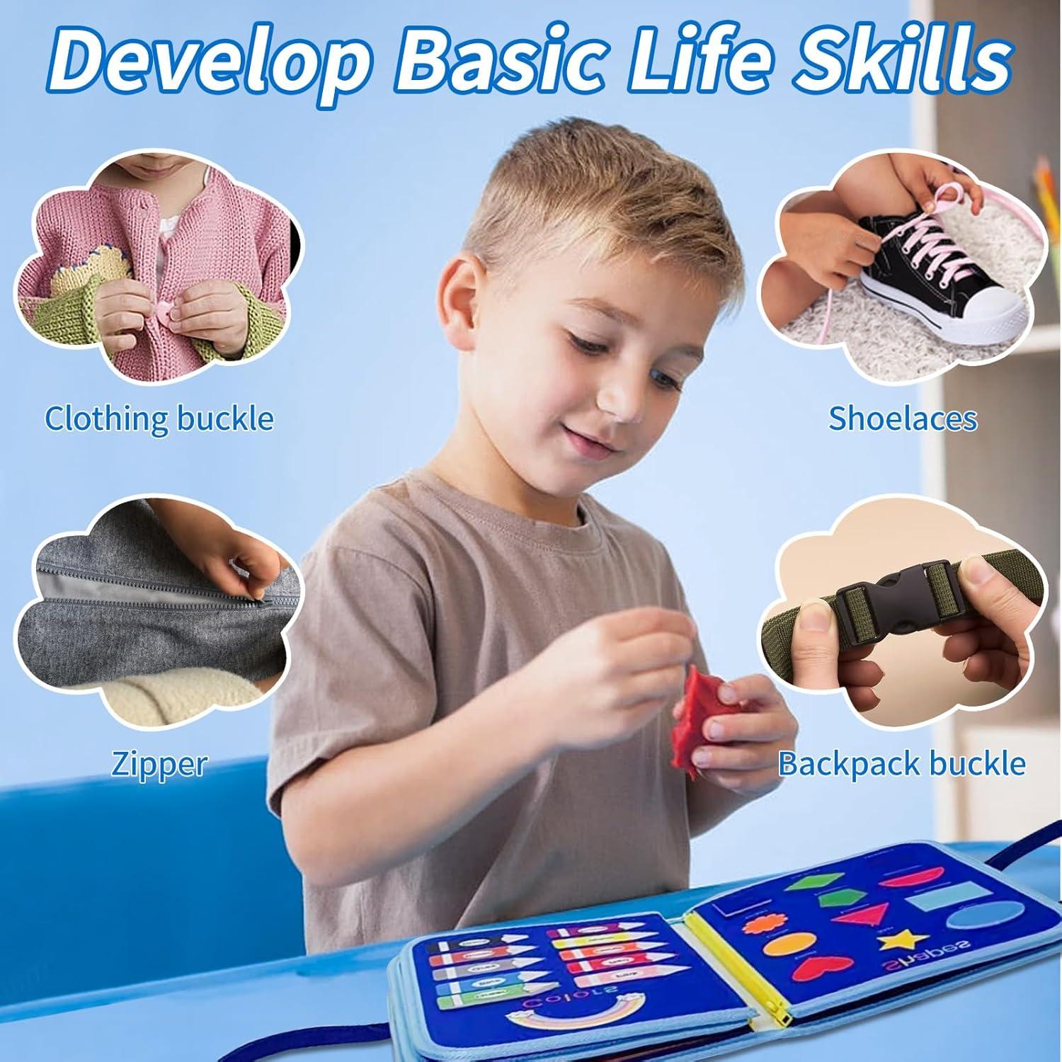 Tablero Ocupado Montessori Azul 28x23 cm para Niños 1-5 Años