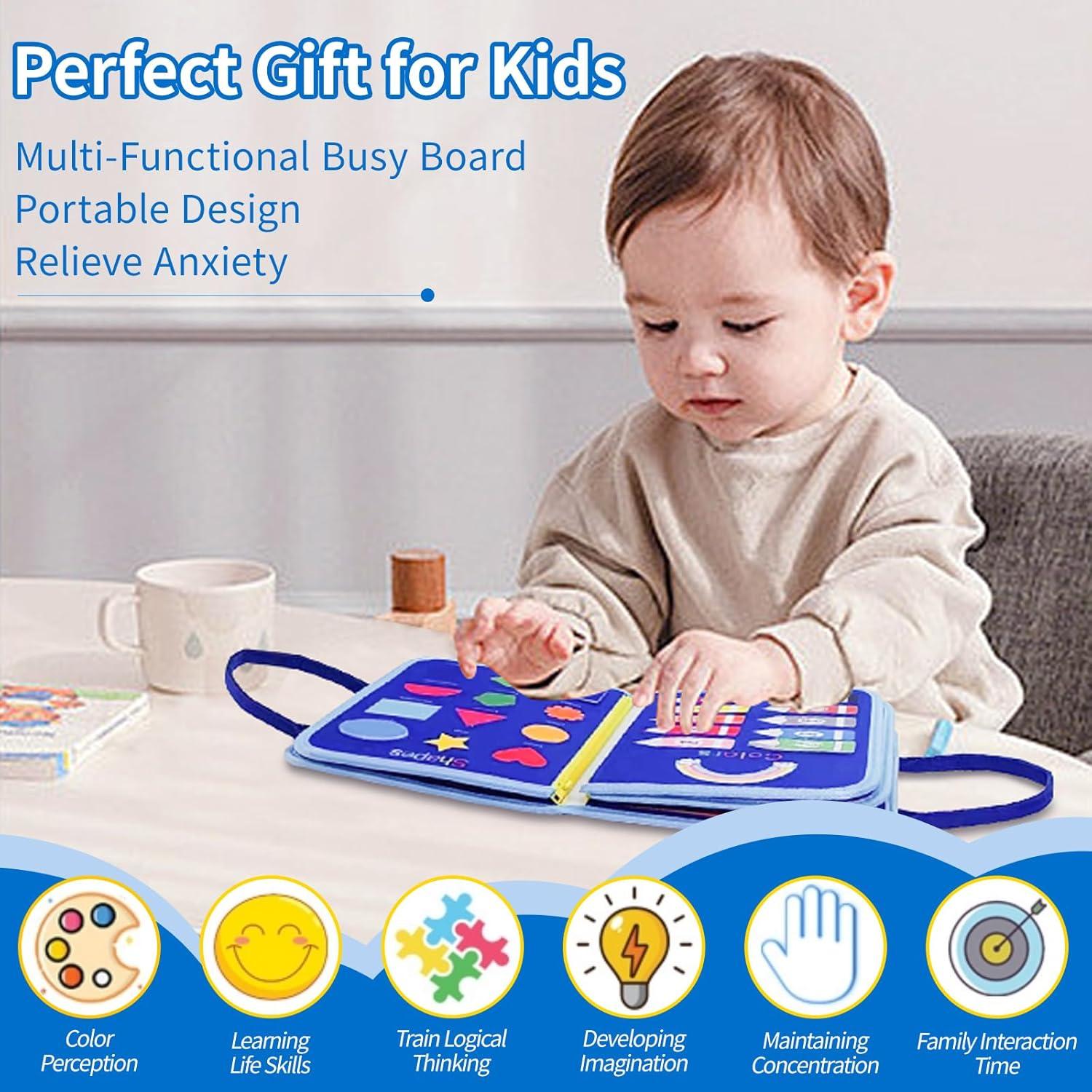 Tablero Ocupado Montessori Azul 28x23 cm para Niños 1-5 Años