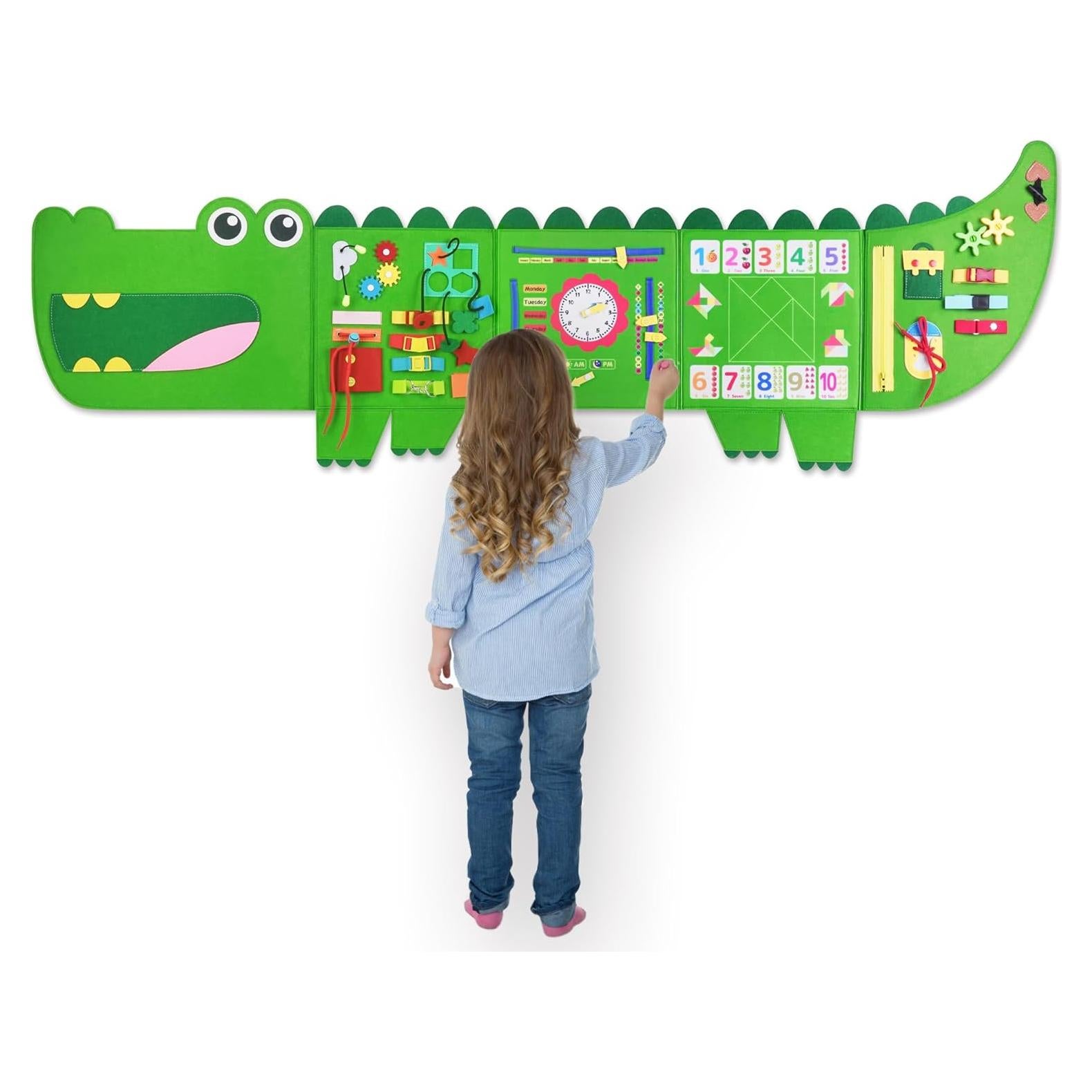 Tablero Ocupado Montessori Cocodrilo 135x46cm para Niños