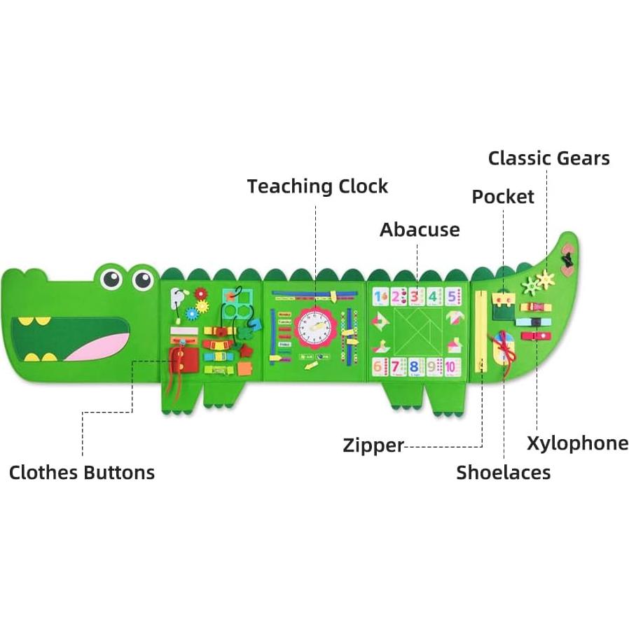 Tablero Ocupado Montessori Cocodrilo 135x46cm para Niños