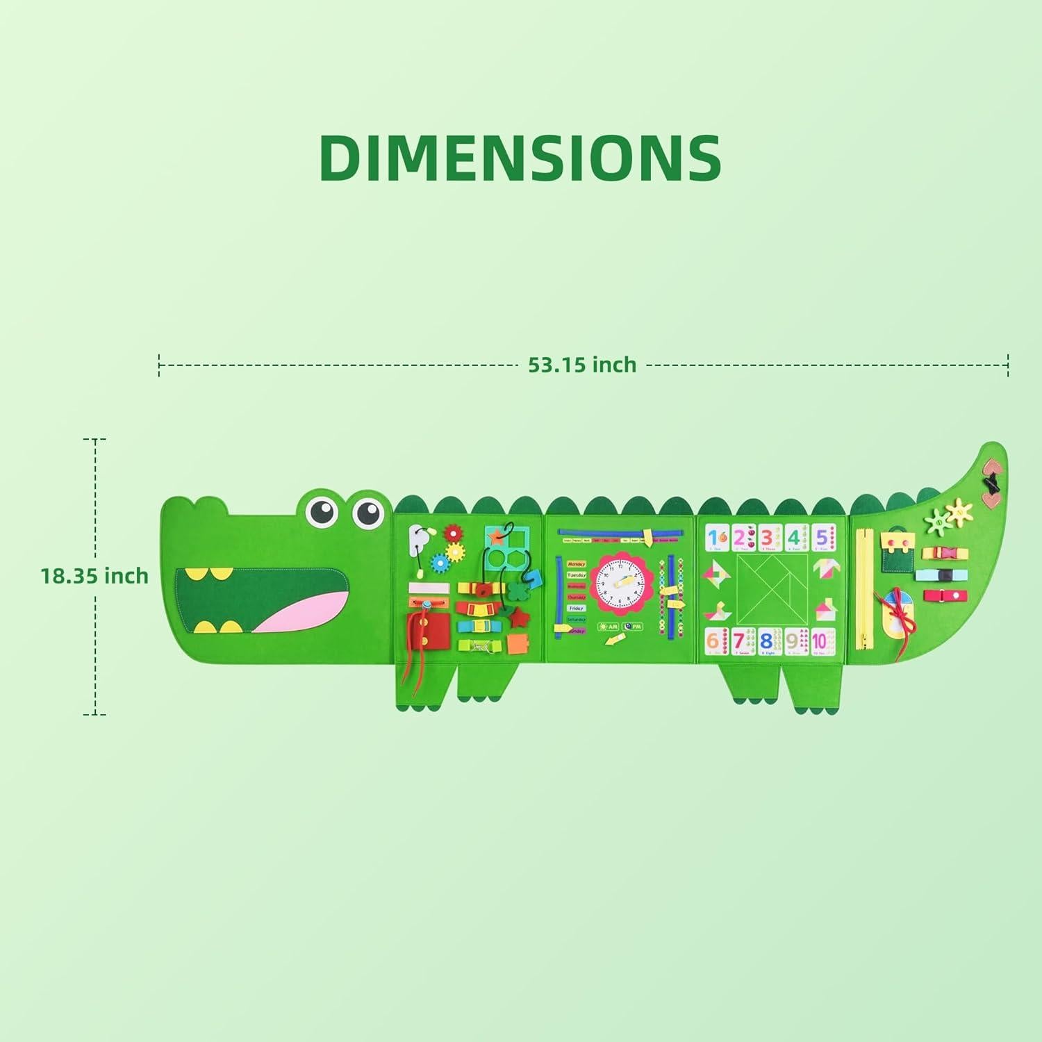 Tablero Ocupado Montessori Cocodrilo 135x46cm para Niños
