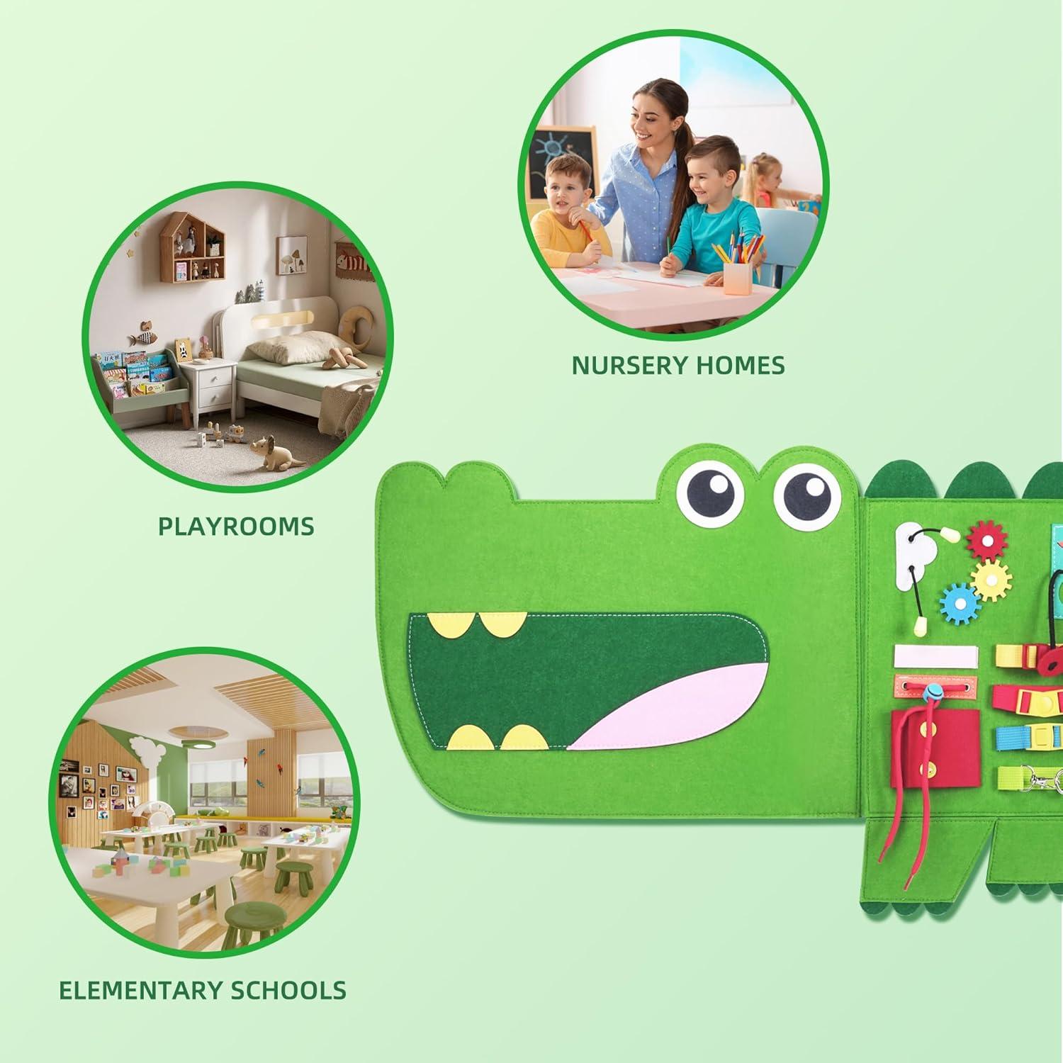 Tablero Ocupado Montessori Cocodrilo 135x46cm para Niños