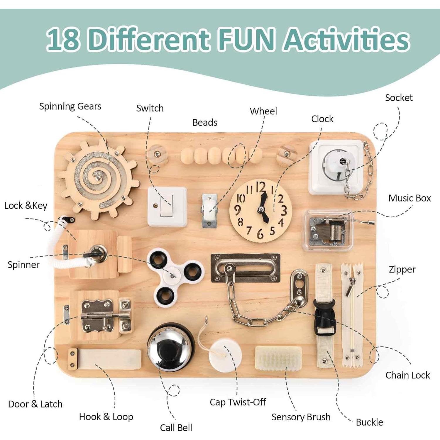 Tablero Ocupado Montessori Potatomato Grande 18 en 1 para Niños