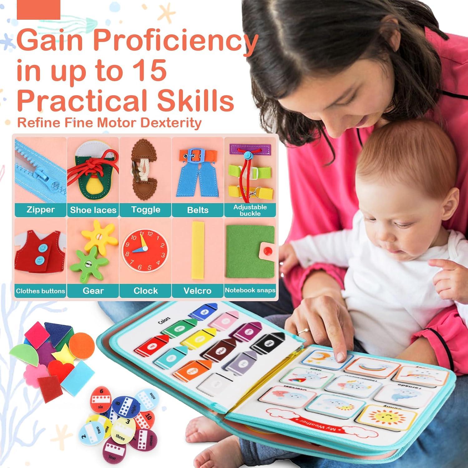 Tablero Ocupado Montessori Teefrye 8 Páginas para Niños 1-3 Años