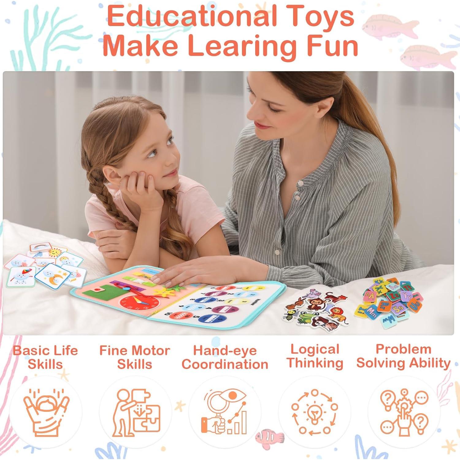 Tablero Ocupado Montessori Teefrye 8 Páginas para Niños 1-3 Años