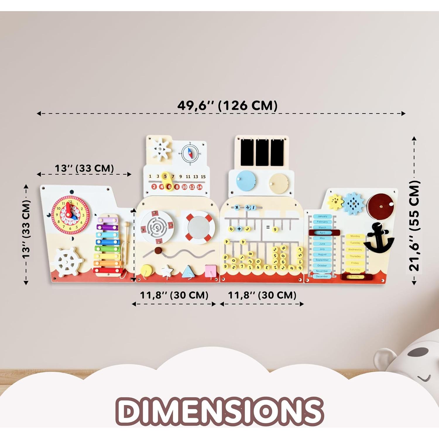 Panel Sensorial de Pared Cateam 16en1 para Niños 3-12 Años