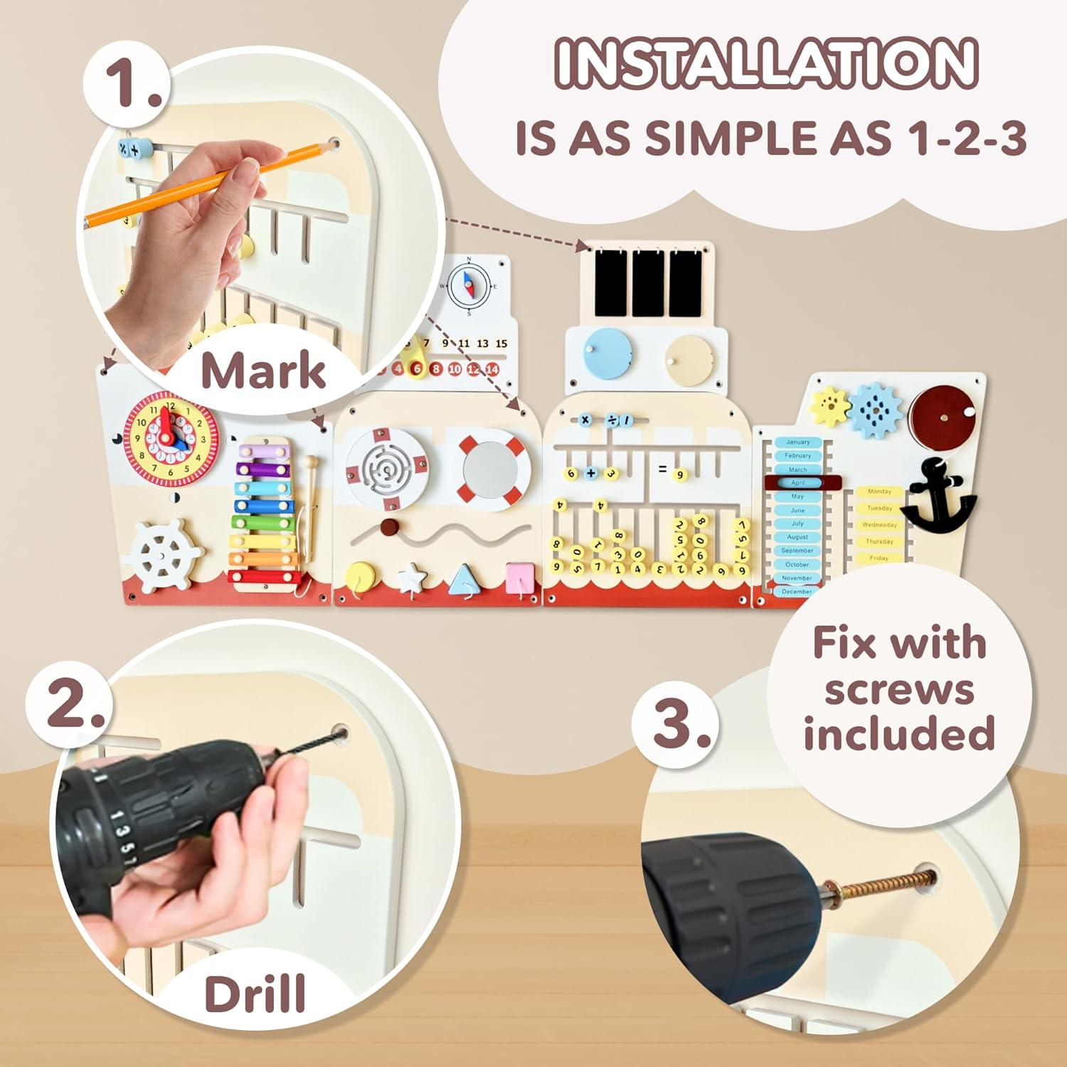 Panel Sensorial de Pared Cateam 16en1 para Niños 3-12 Años