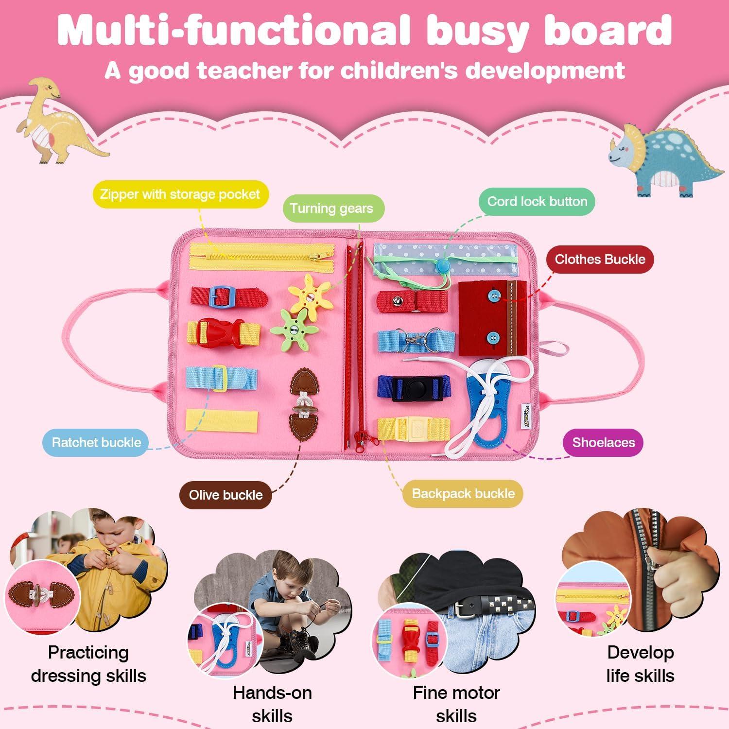 Tablero Ocupado Rosa JHkim para Niños 3+ Años - Juguete Educativo