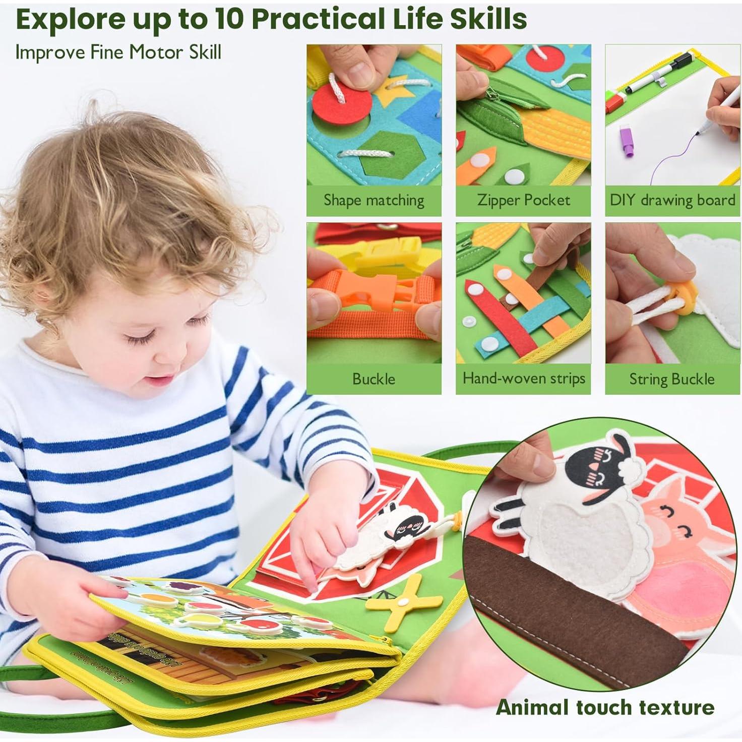 Tablero Ocupado Montessori Silouka 8 Páginas Granja Verde