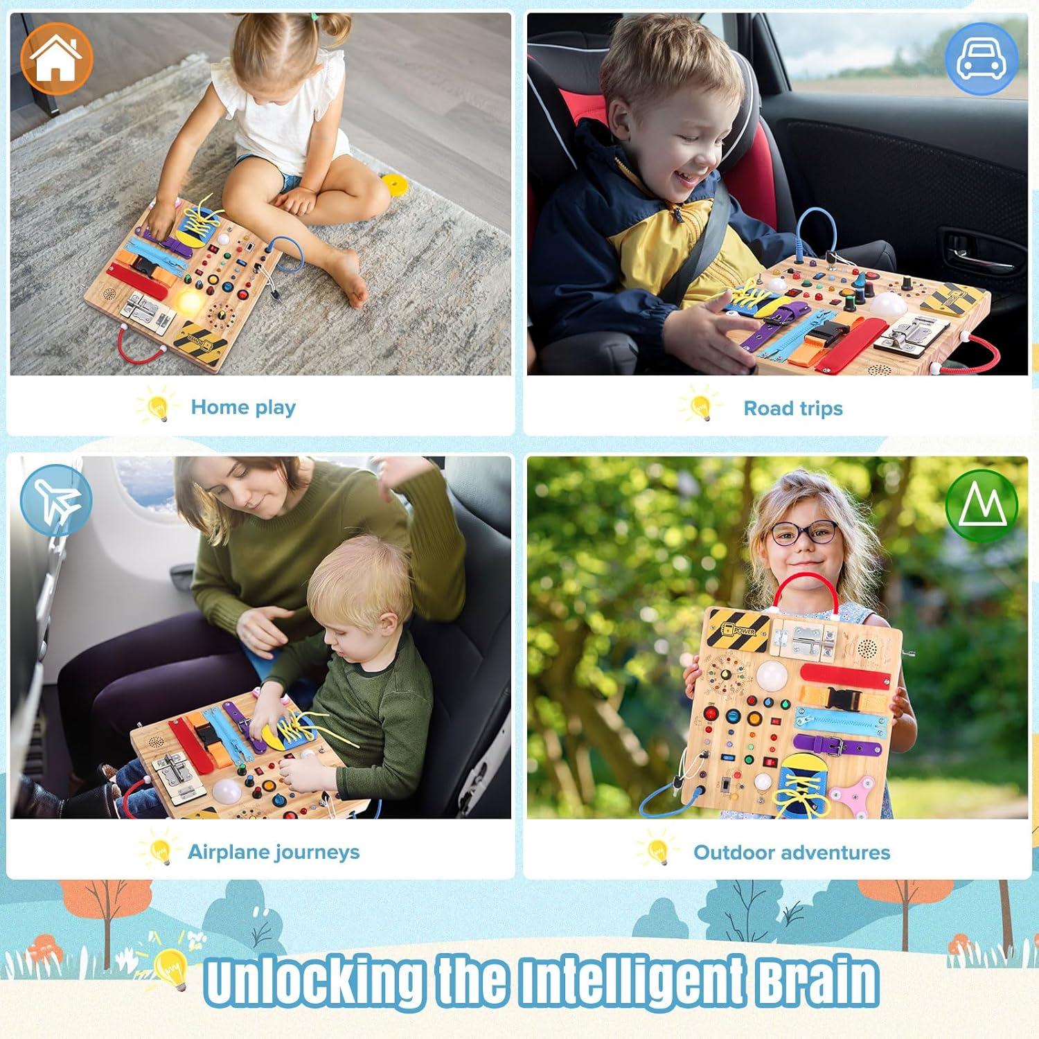 Tablero Ocupado Montessori 23 en 1 Madera 30x30 cm