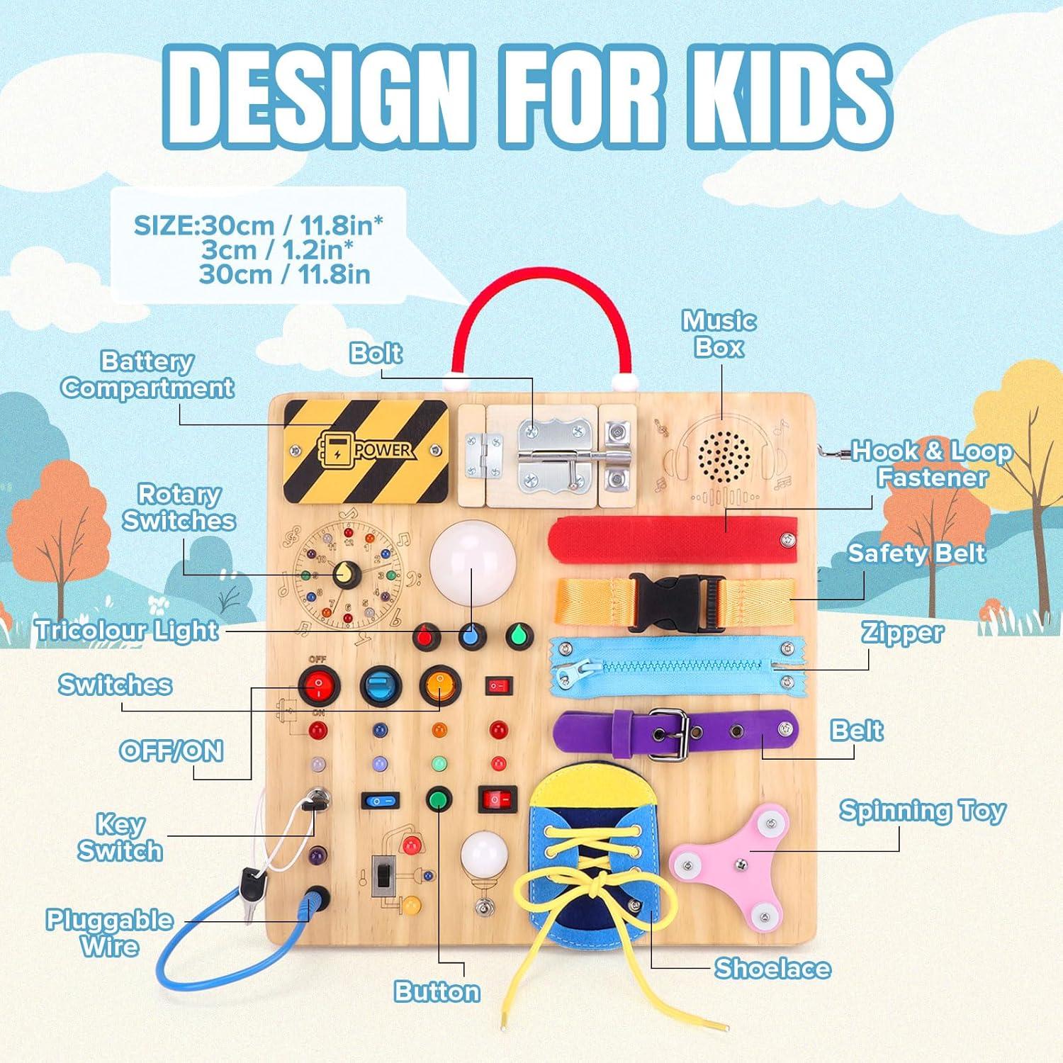 Tablero Ocupado Montessori 23 en 1 Madera 30x30 cm