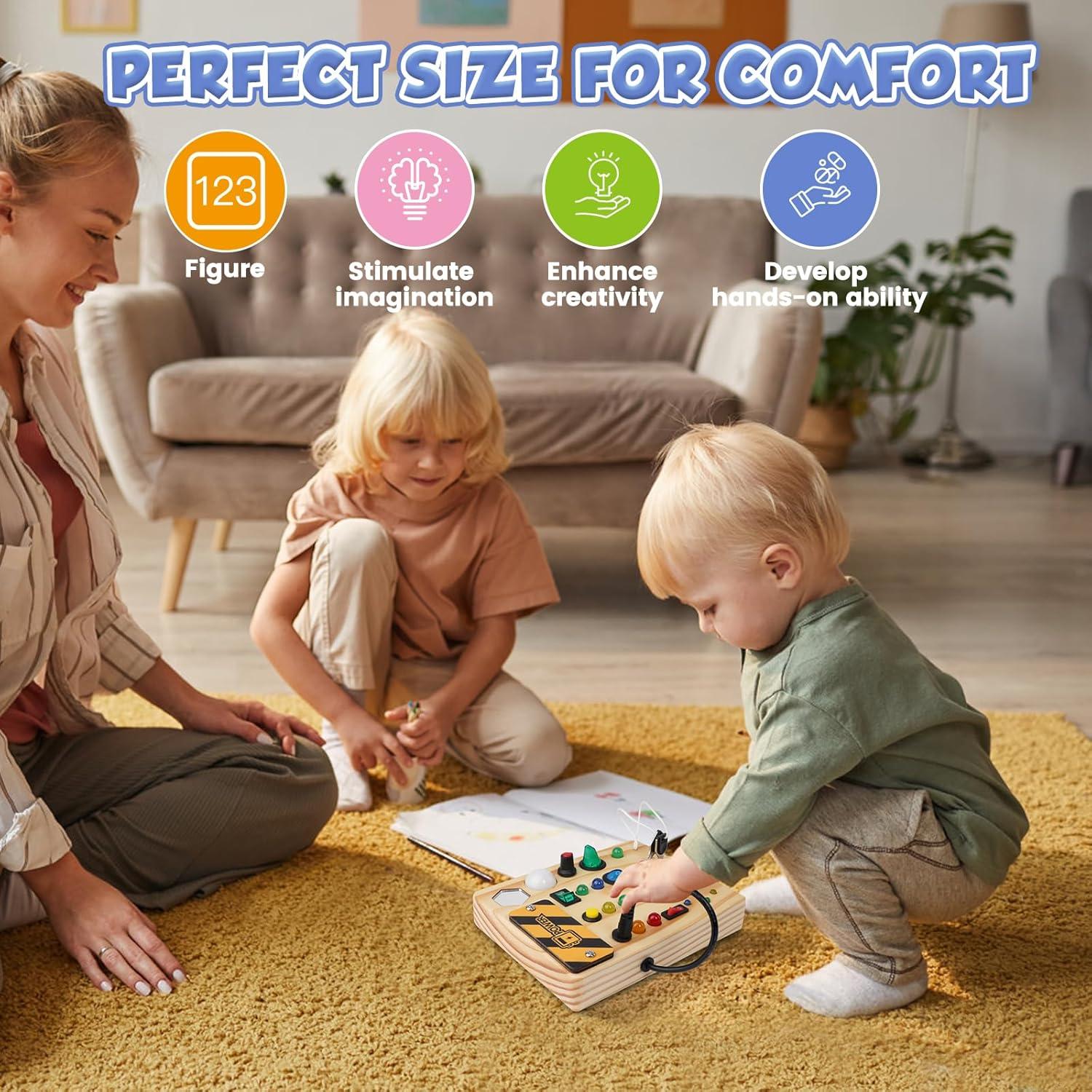 Busy Board Montessori Sabdrau: Juguete Sensorial de Madera LED