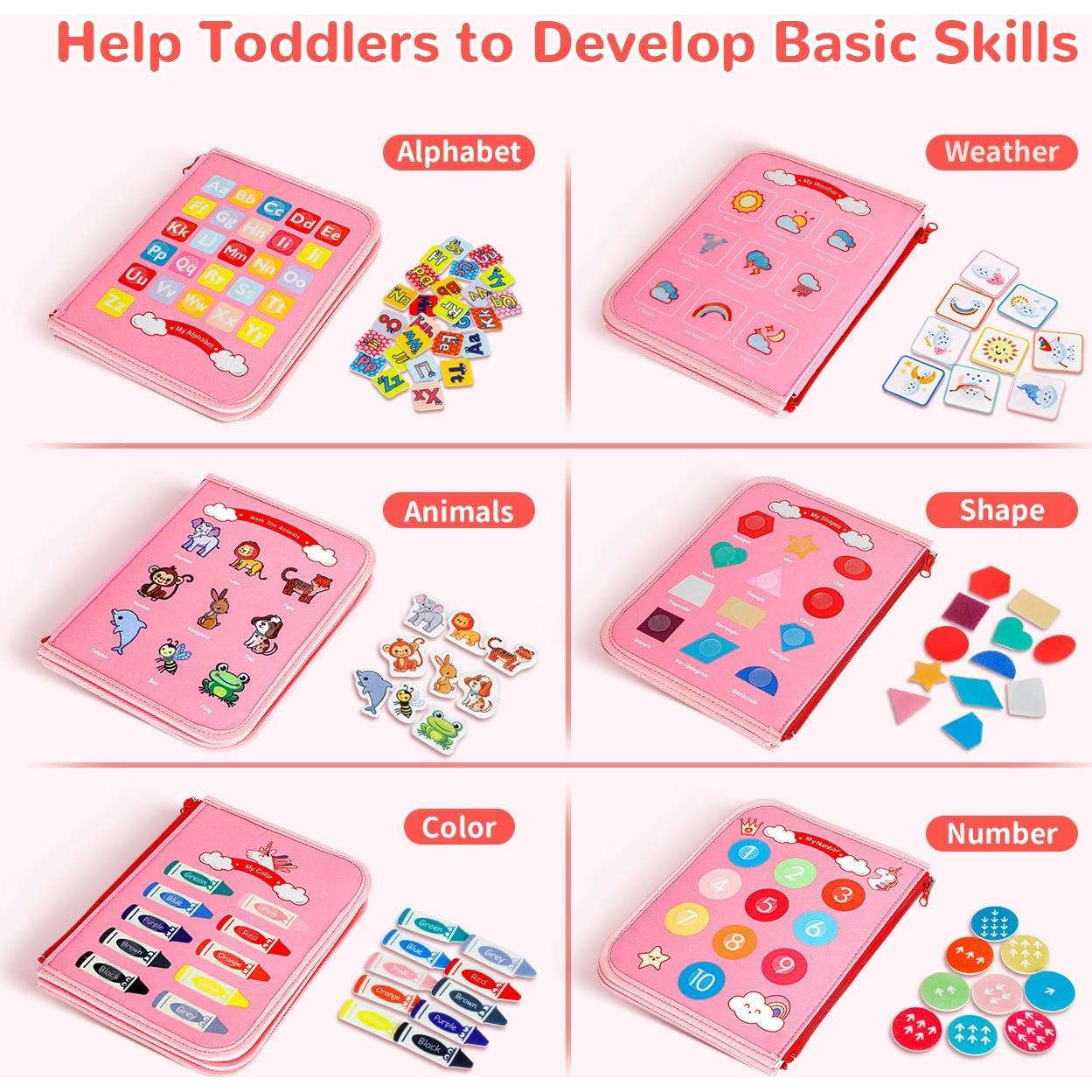 Busy Board Montessori Rosa 25 Actividades para Niños 1-3 Años