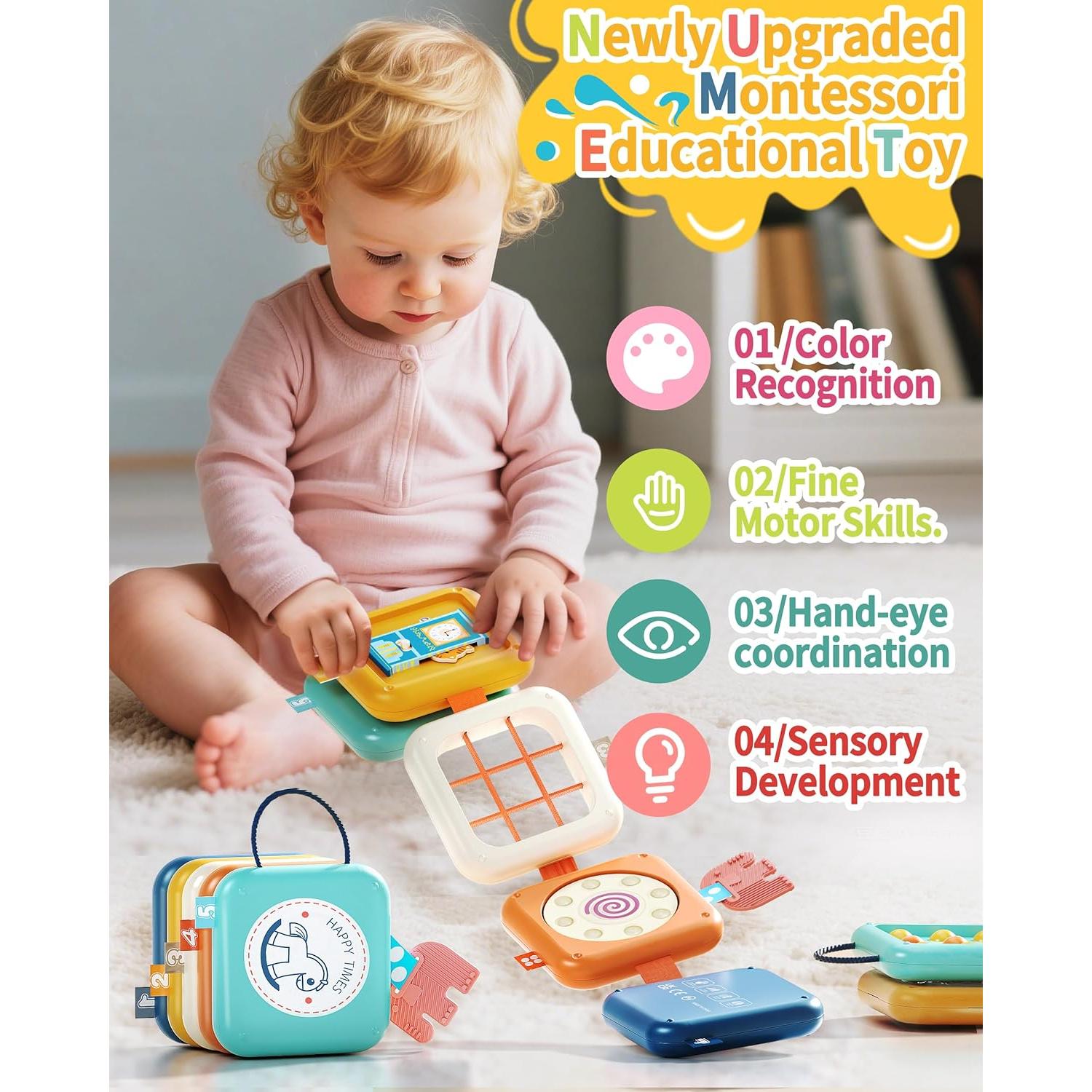 Tablero Ocupado Montessori STACTCUTE 10 en 1 para Niños 1-3 Años