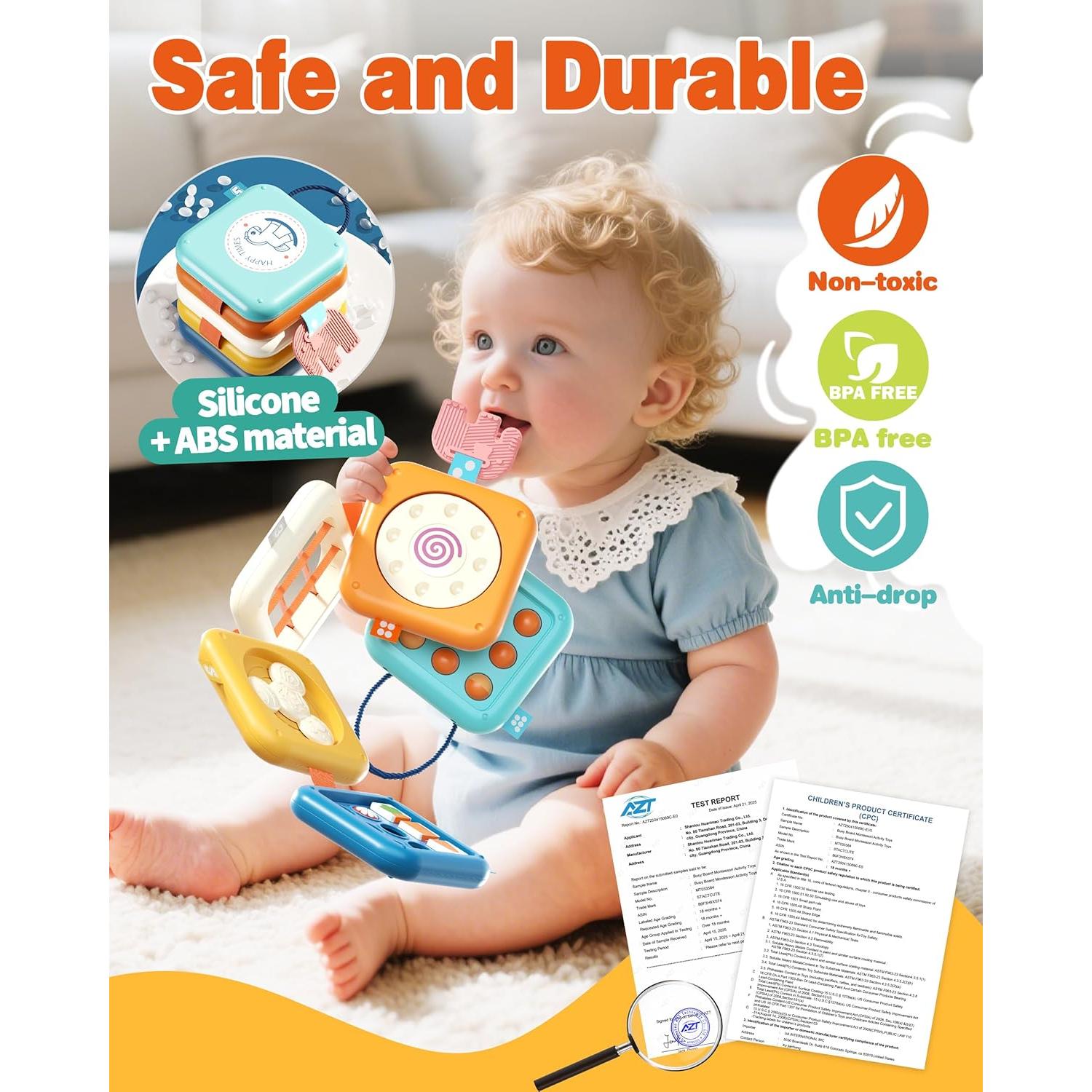 Tablero Ocupado Montessori STACTCUTE 10 en 1 para Niños 1-3 Años