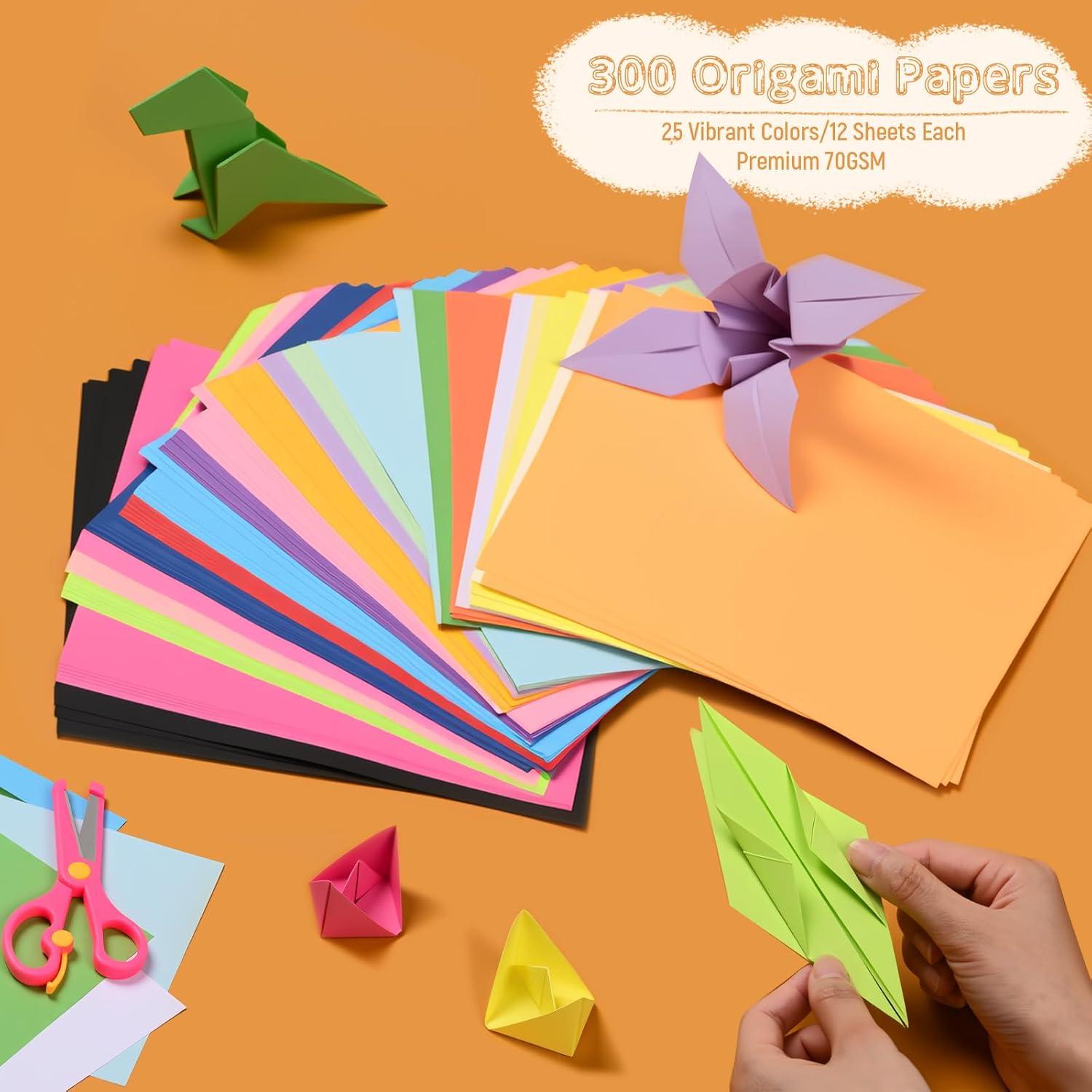 300 Hojas de Papel Origami SiluFlorid 6x6 cm Doble Cara