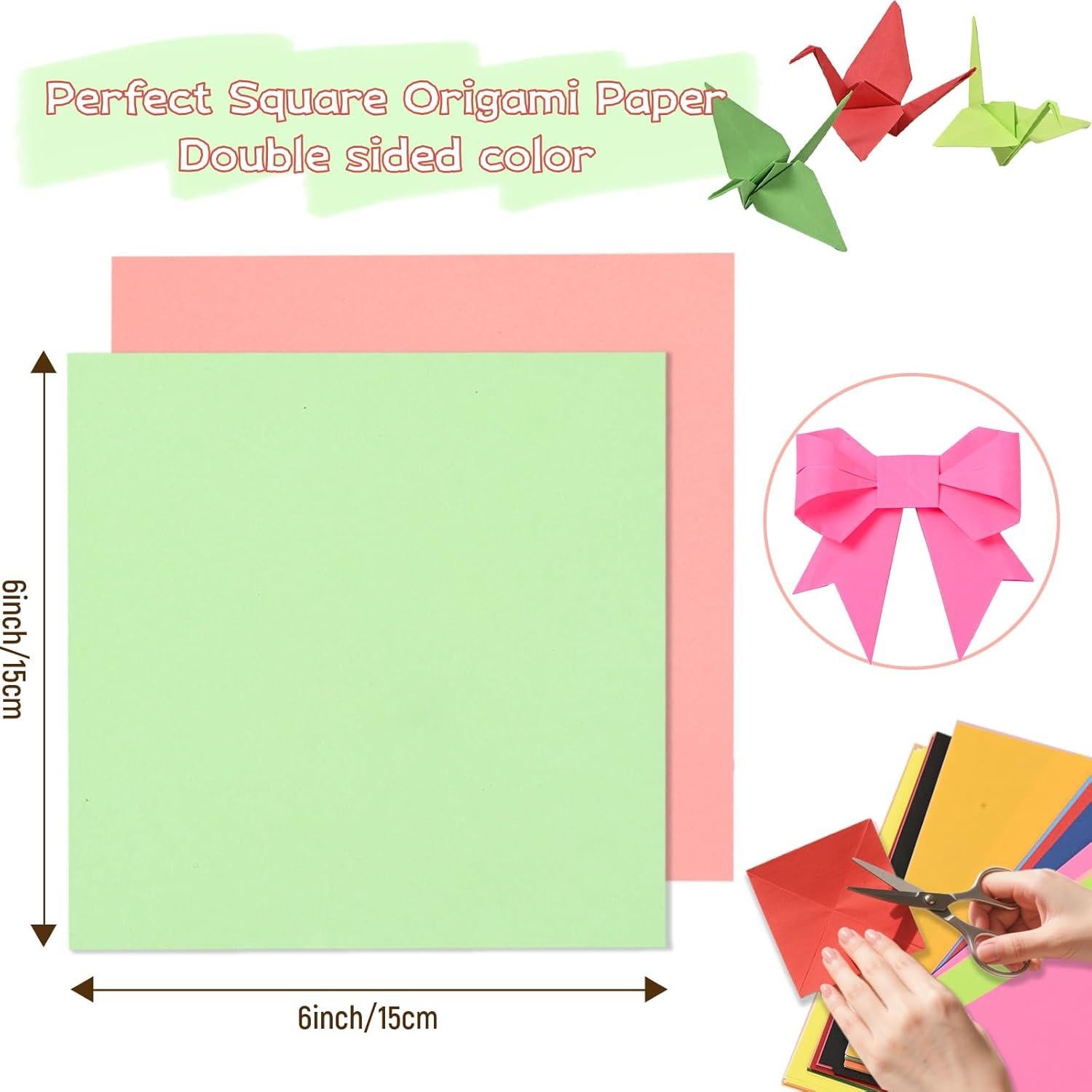 300 Hojas de Papel Origami SiluFlorid 6x6 cm Doble Cara