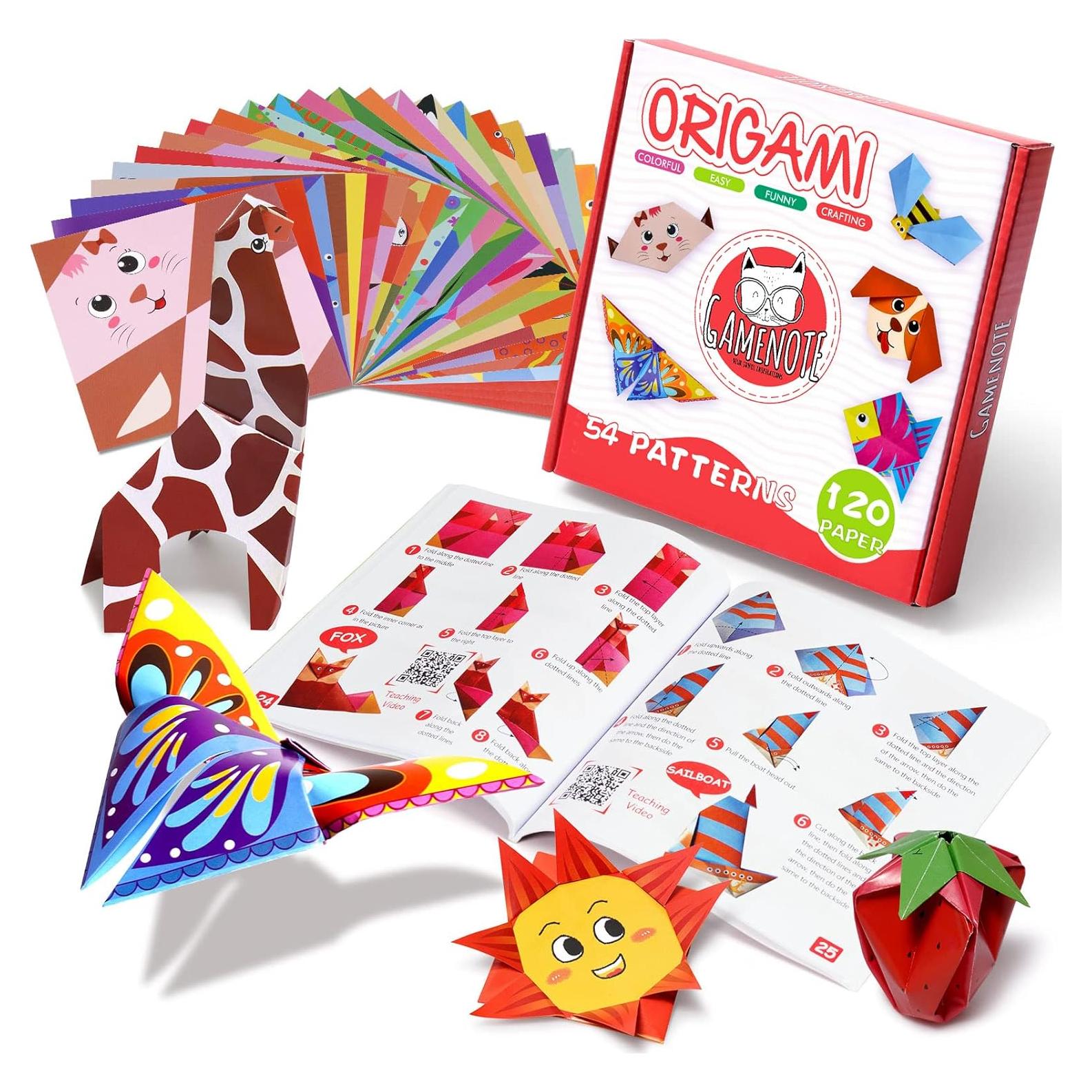 Kit de Origami Colorido Gamenote 120 Hojas 54 Proyectos