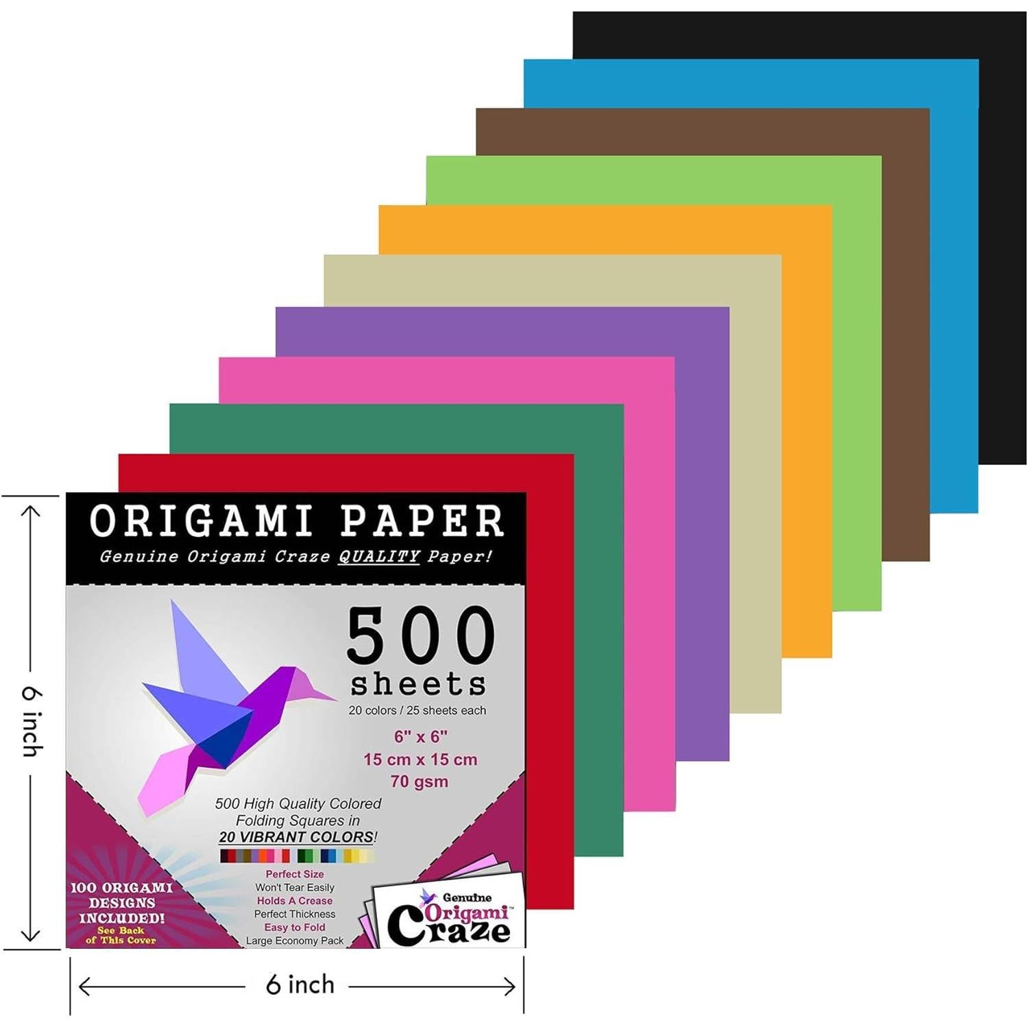 Papel de Origami 500 Hojas 15x15 cm Origami Craze 20 Colores