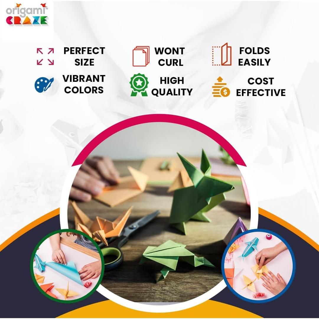 Papel de Origami 500 Hojas 15x15 cm Origami Craze 20 Colores