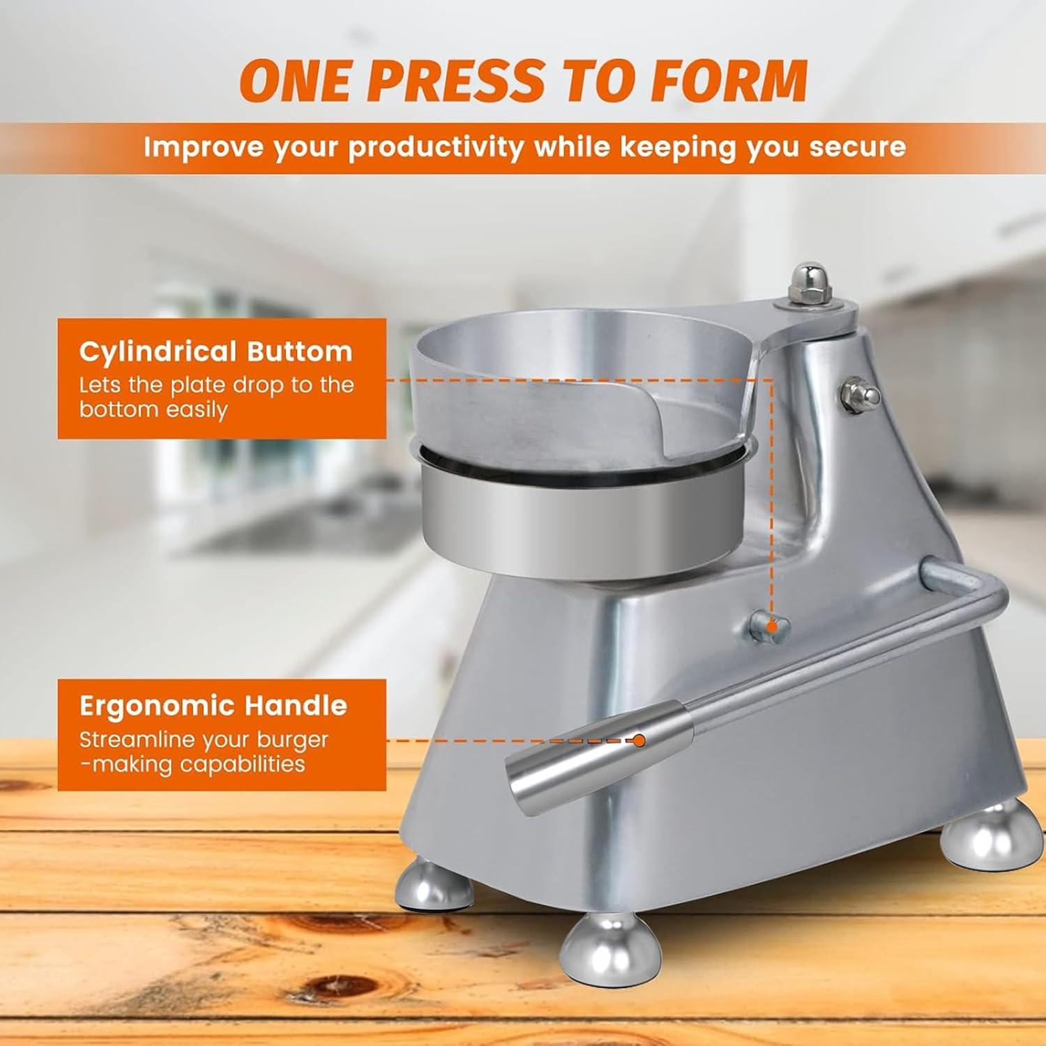 Prensa de Hamburguesas Hakka SL-035 Acero Inoxidable 3 en 1