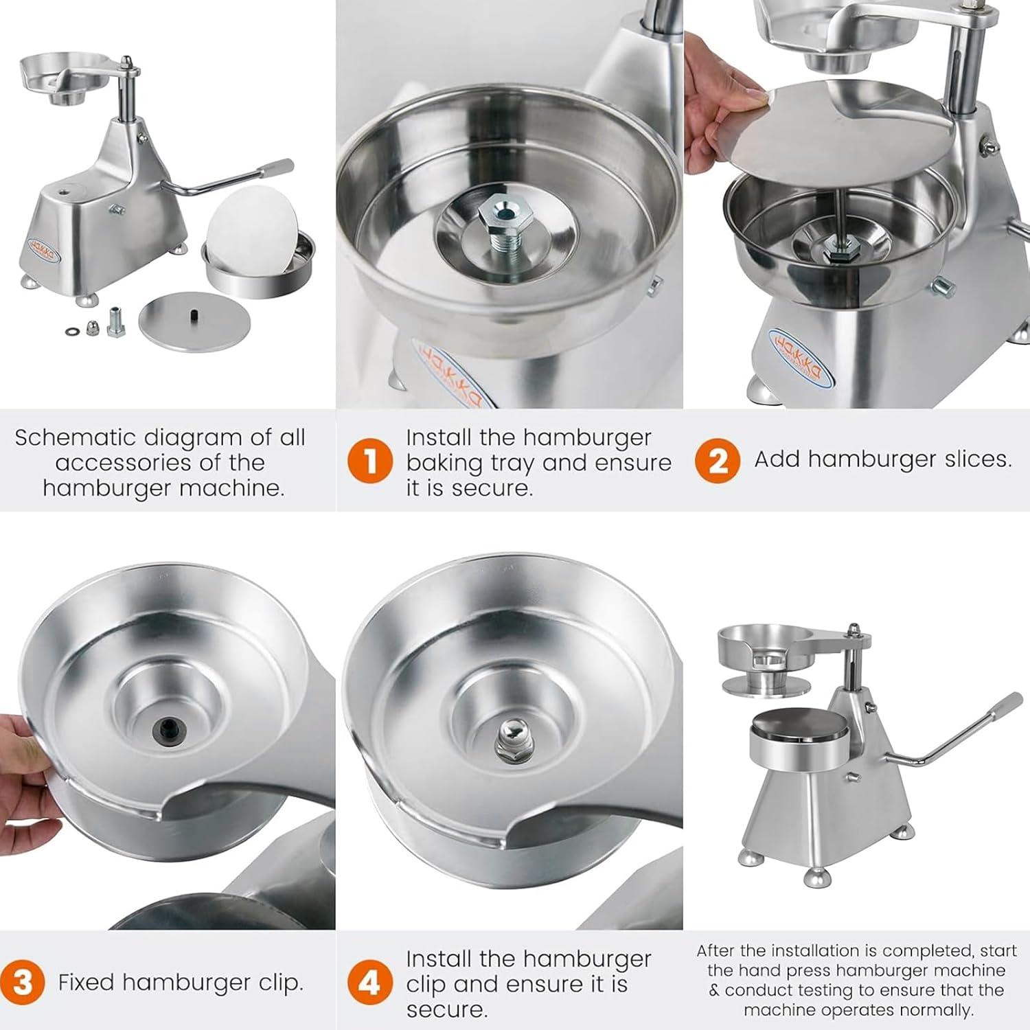 Prensa de Hamburguesas Hakka SL-035 Acero Inoxidable 3 en 1