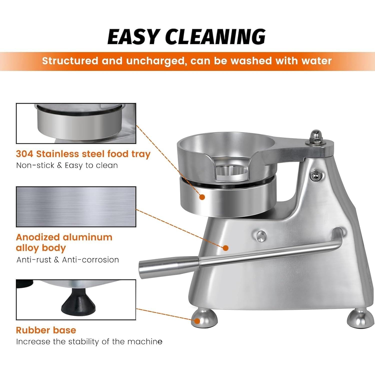 Prensa de Hamburguesas Hakka SL-035 Acero Inoxidable 3 en 1