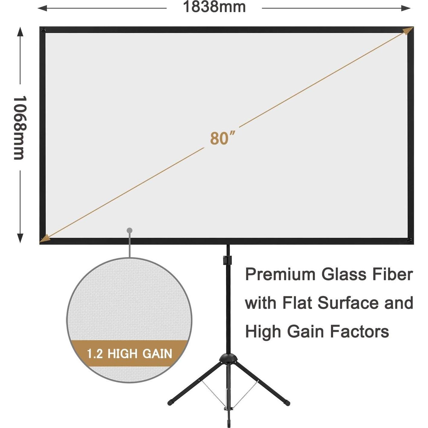 Pantalla de Proyector Portátil 80" Excelimage 16:9 Fibra de Vidrio
