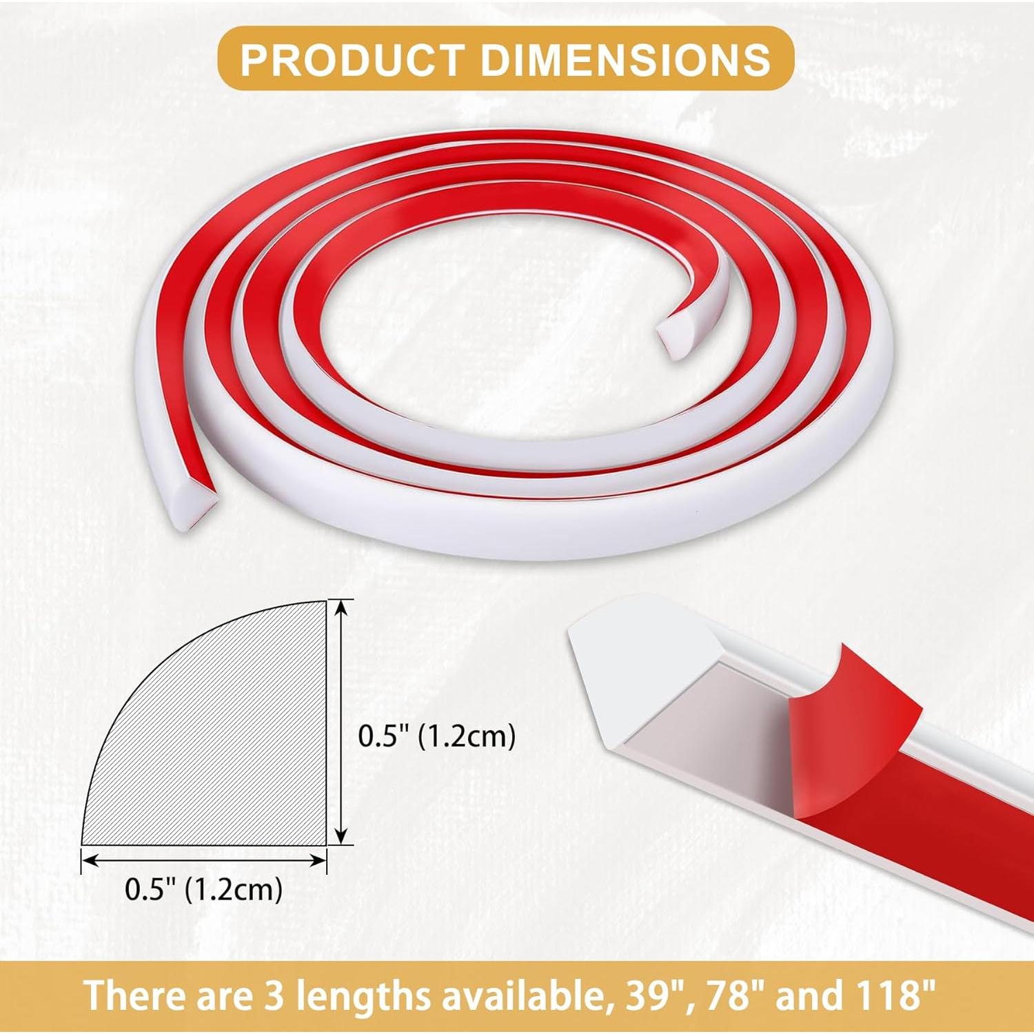 Moldura de Cuarto Redondo Autoadhesiva Soengsau 99 cm Goma Blanca