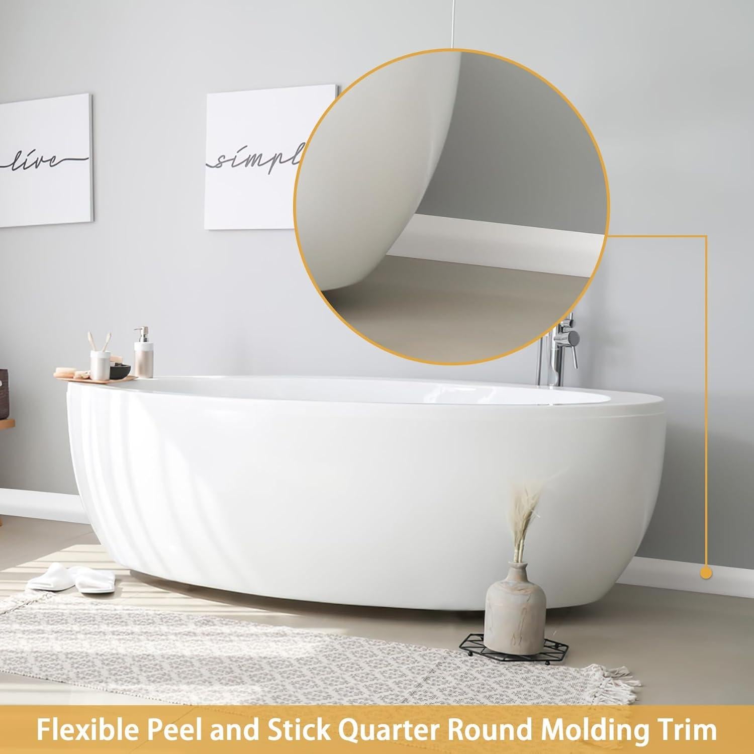 Moldura de Cuarto Redondo Autoadhesiva Soengsau 99 cm Goma Blanca