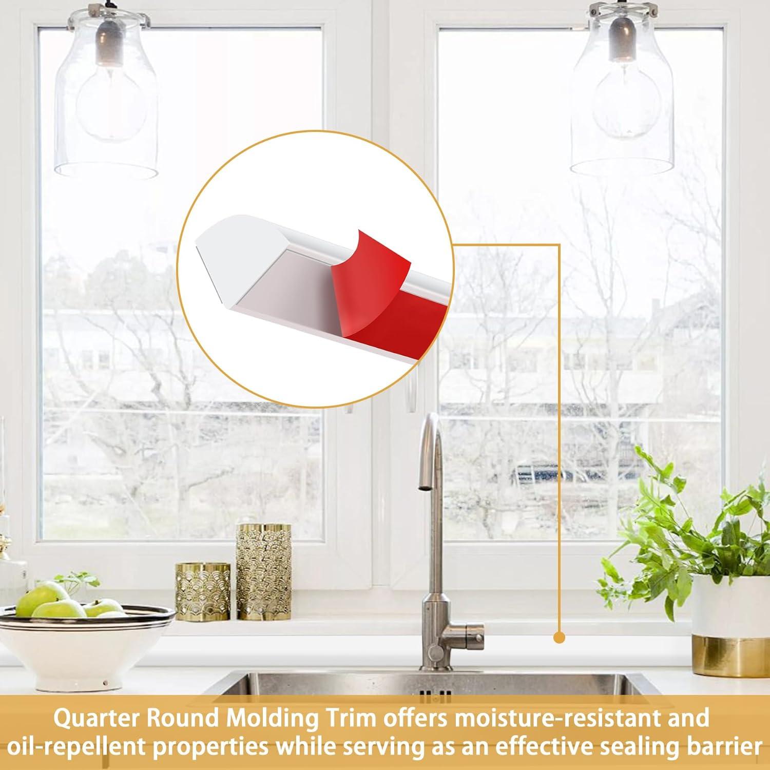 Moldura de Cuarto Redondo Autoadhesiva Soengsau 99 cm Goma Blanca