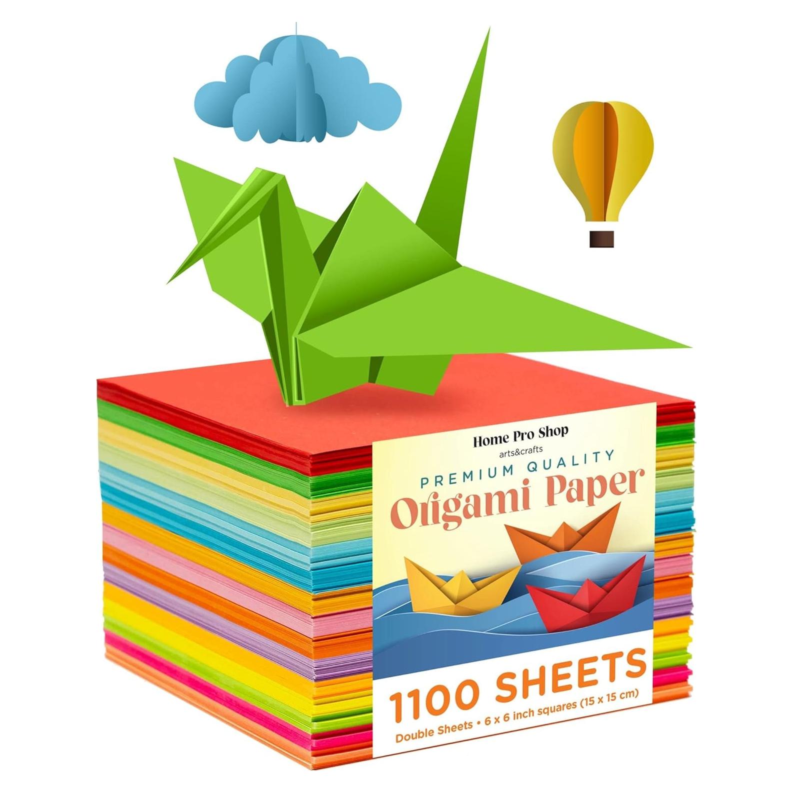 Papel Origami Doble Cara Home Pro Shop 1100 Hojas 15x15 cm