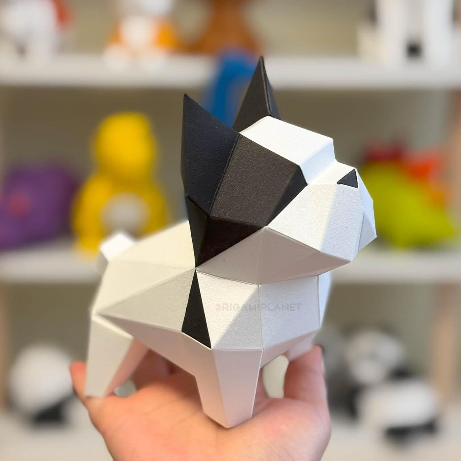 Kit de Manualidades Origami 3D Bulldog ORIGAMIPLANET - Papel Pre-Cortado