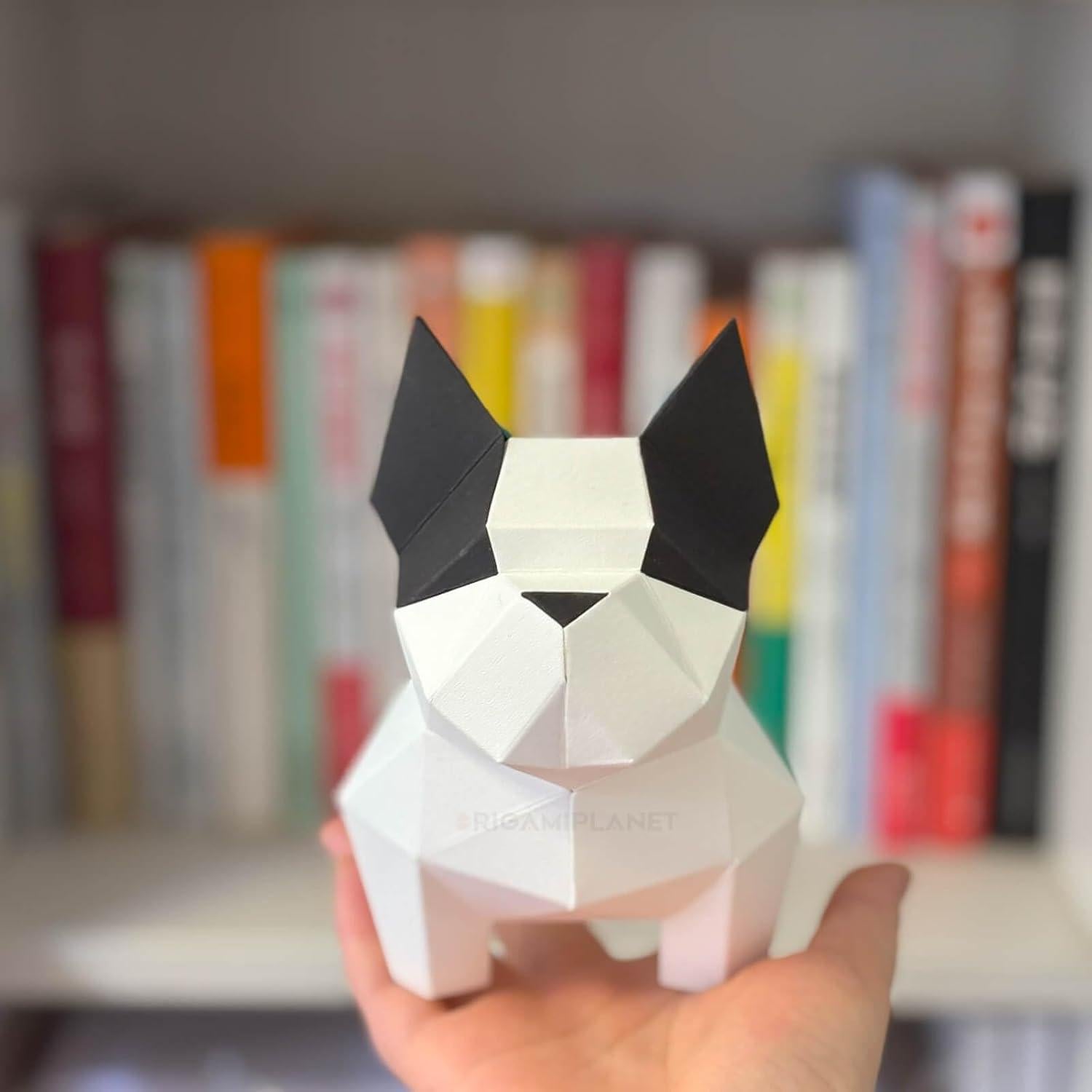 Kit de Manualidades Origami 3D Bulldog ORIGAMIPLANET - Papel Pre-Cortado
