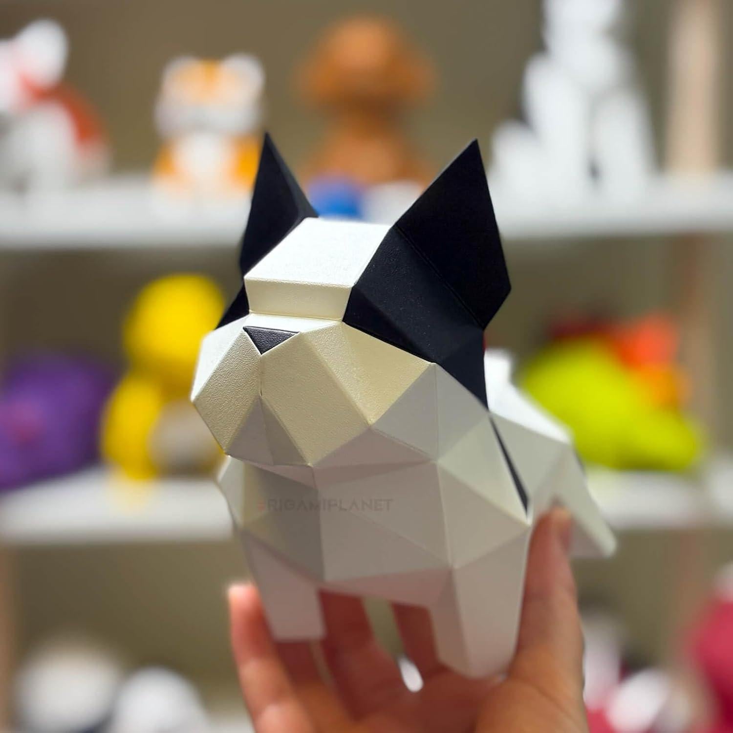 Kit de Manualidades Origami 3D Bulldog ORIGAMIPLANET - Papel Pre-Cortado
