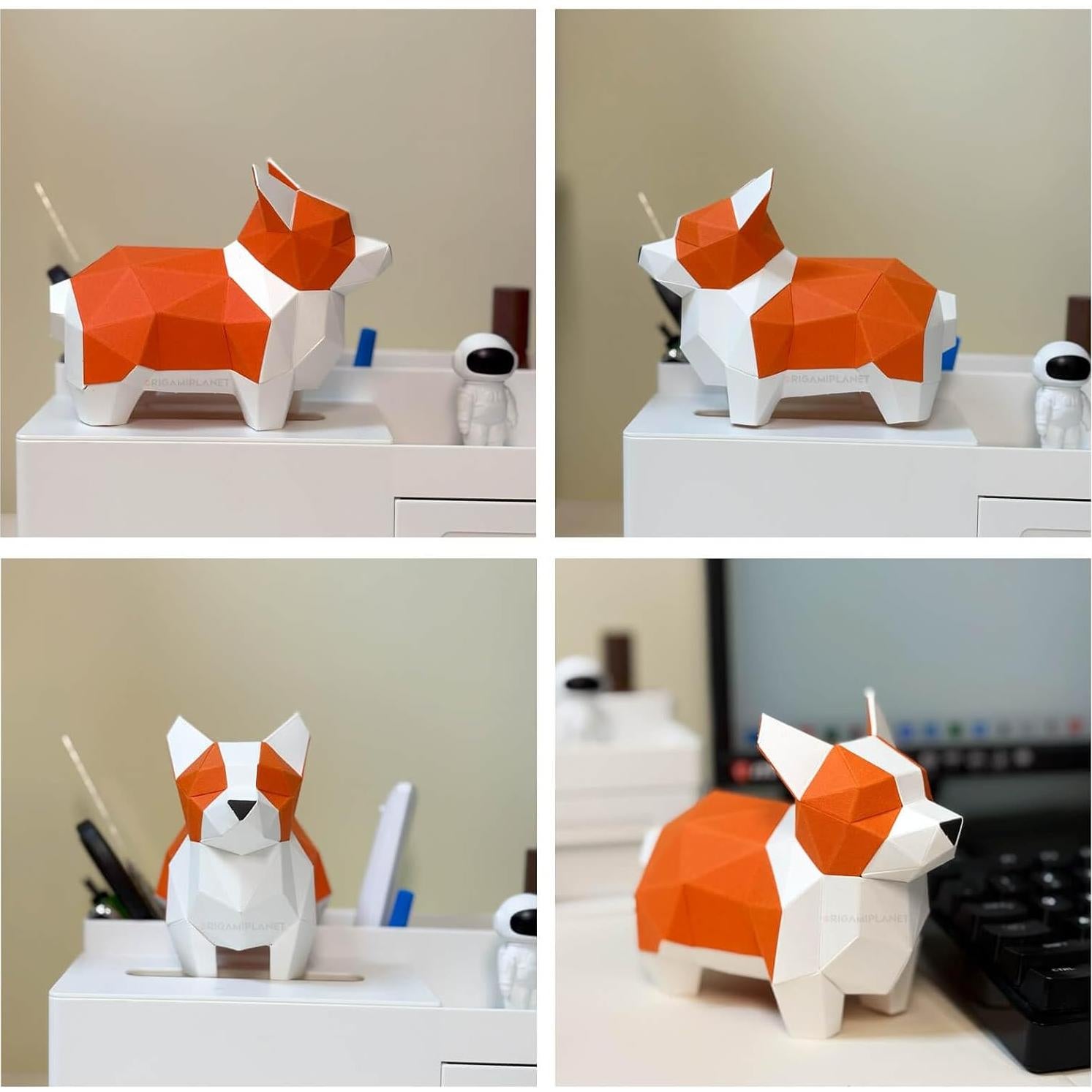 Kit de Manualidades Origami 3D Corgi ORIGAMIPLANET - Papel Pre-Cortado