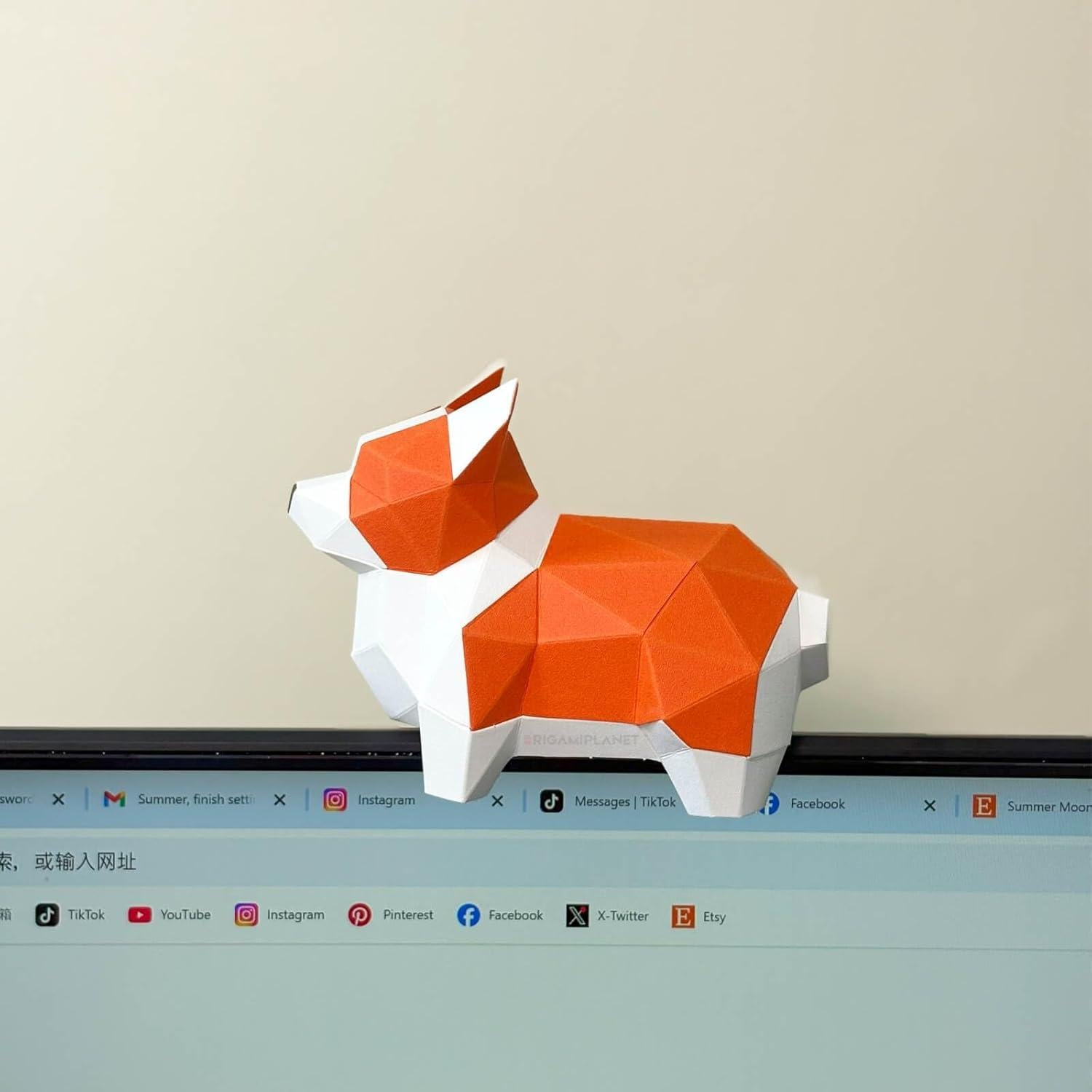 Kit de Manualidades Origami 3D Corgi ORIGAMIPLANET - Papel Pre-Cortado