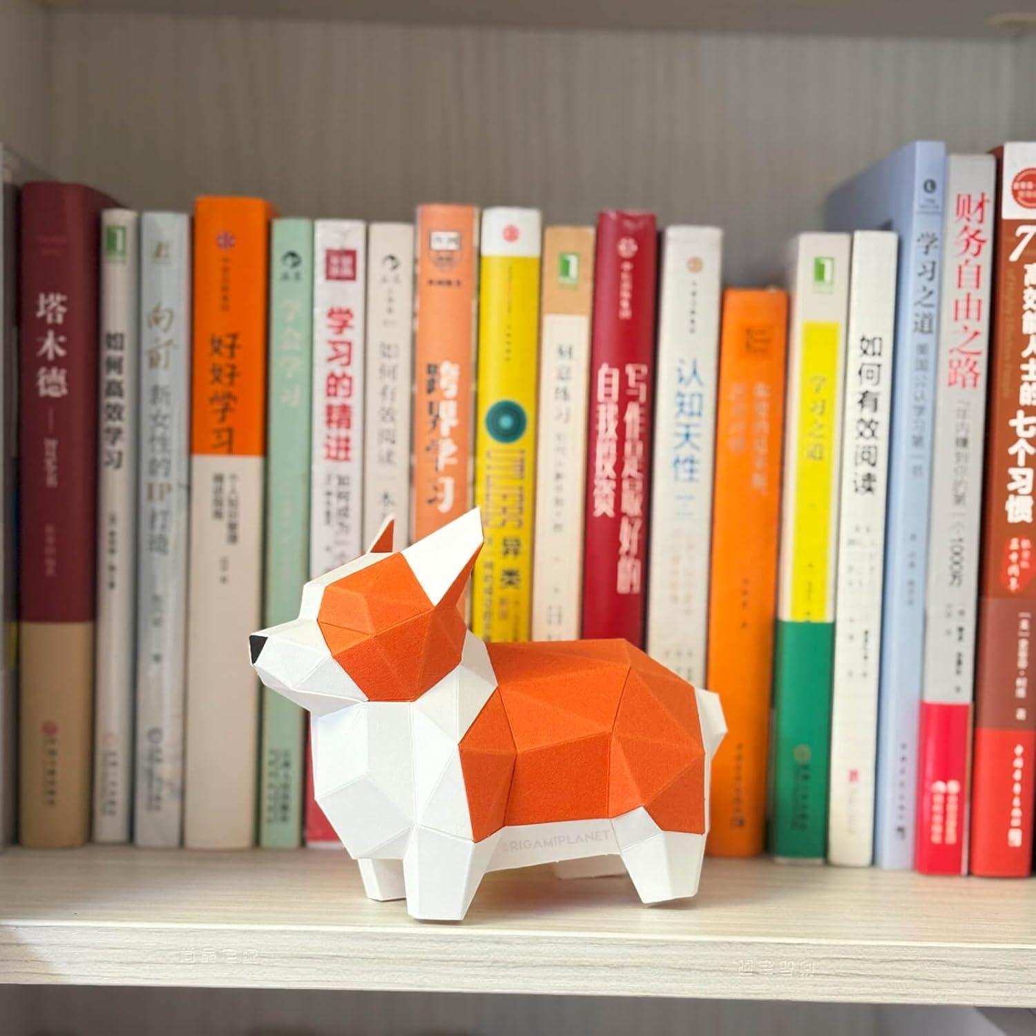 Kit de Manualidades Origami 3D Corgi ORIGAMIPLANET - Papel Pre-Cortado