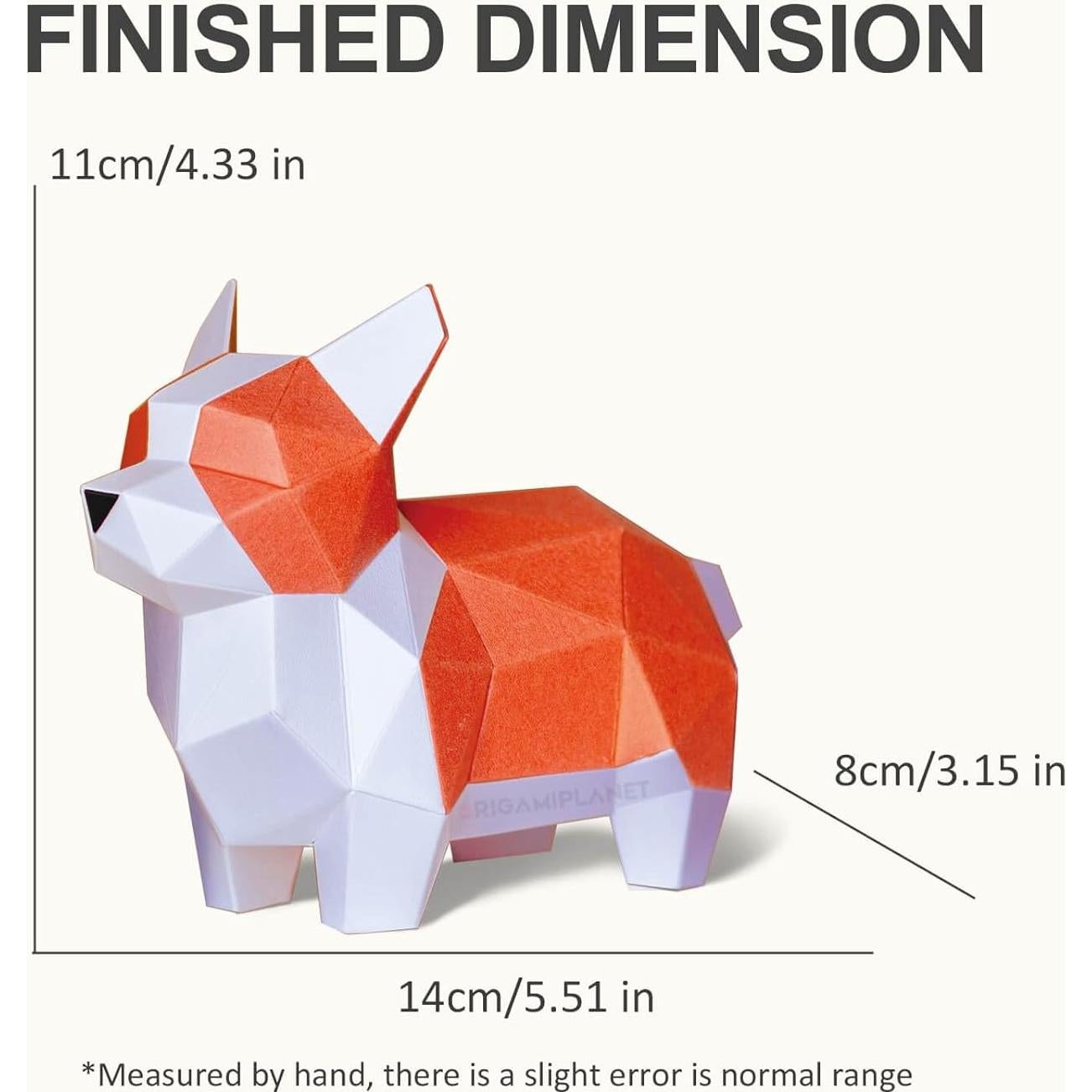 Kit de Manualidades Origami 3D Corgi ORIGAMIPLANET - Papel Pre-Cortado