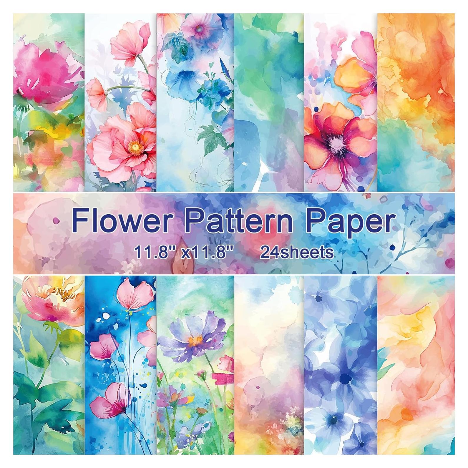 Konsait Papel de Scrapbook Floral Acuarela 30x30cm 24 Hojas