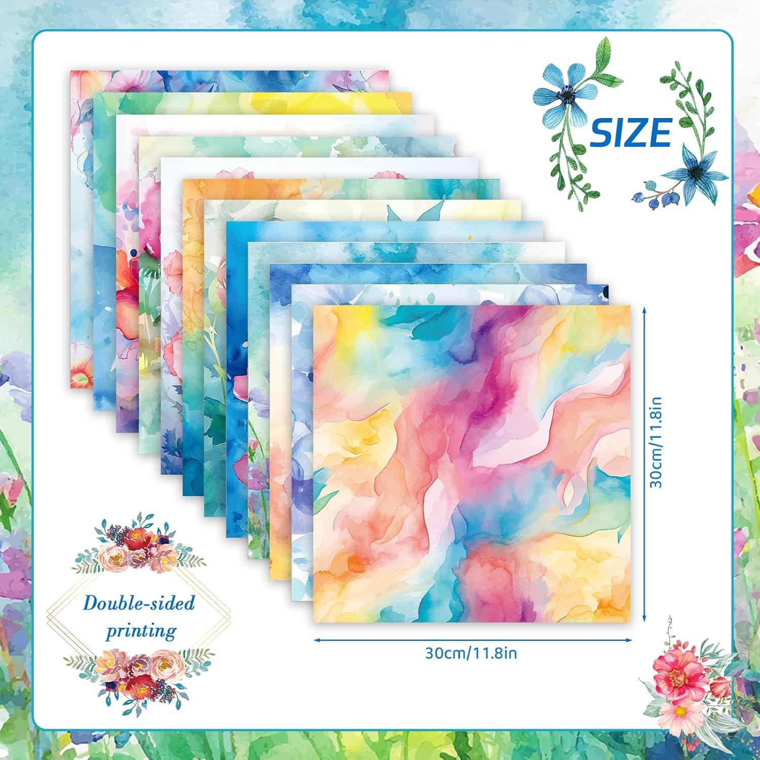 Konsait Papel de Scrapbook Floral Acuarela 30x30cm 24 Hojas