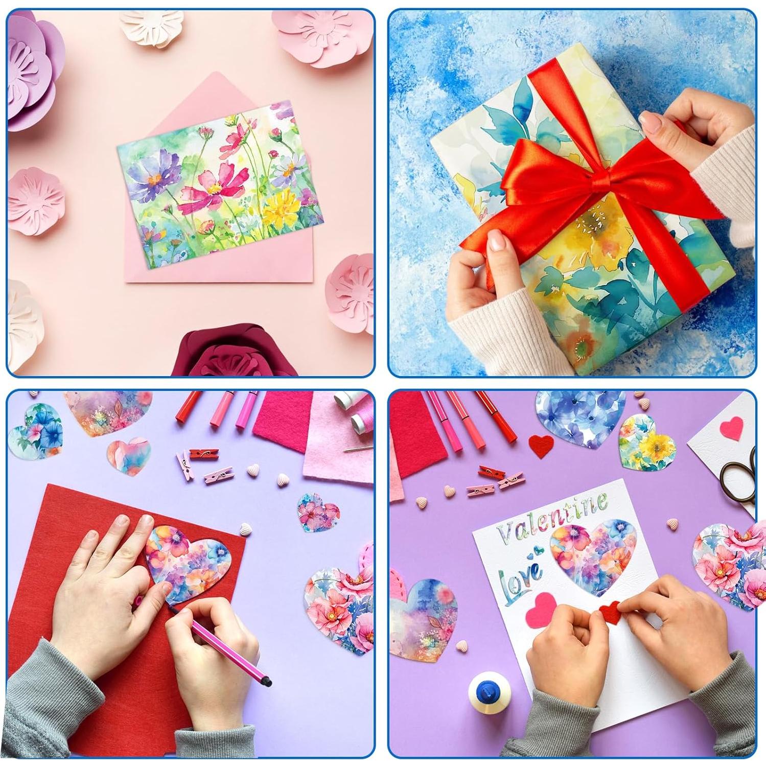 Konsait Papel de Scrapbook Floral Acuarela 30x30cm 24 Hojas