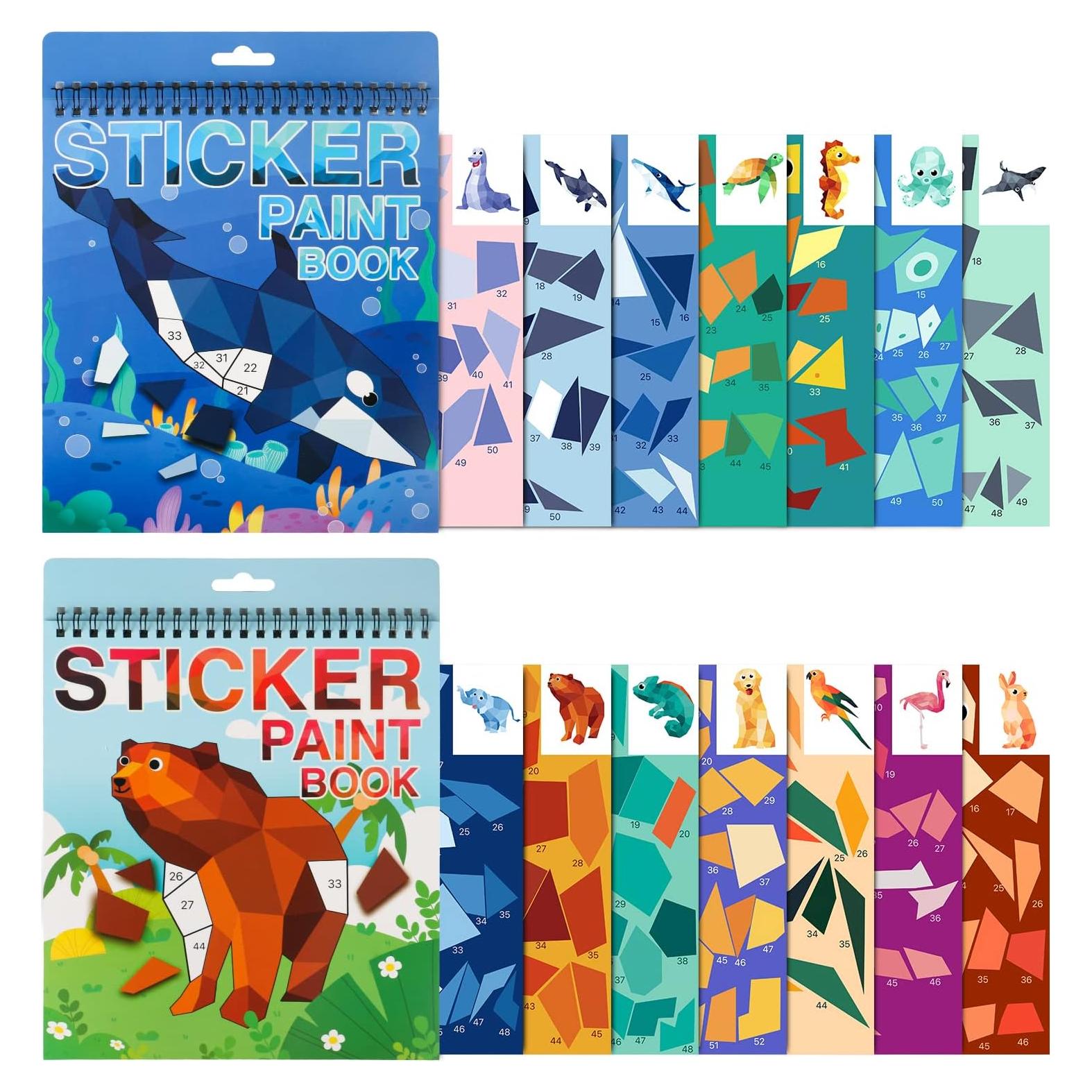 2 Libros de Stickers para Niños TPQKA Océano y Animales